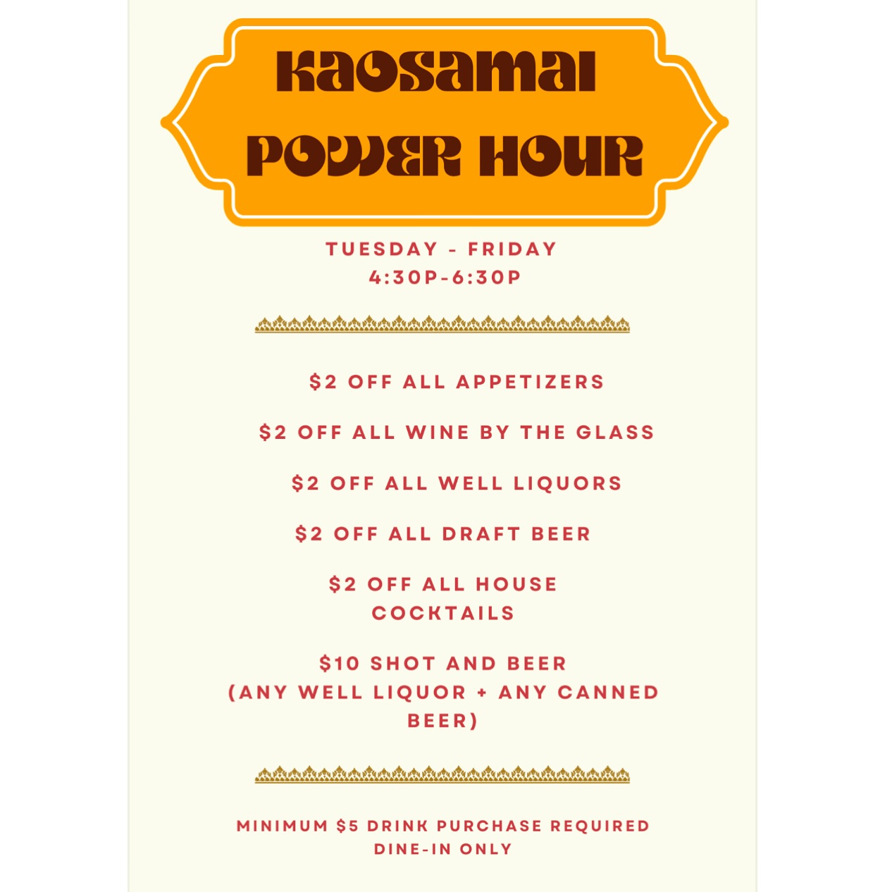 Wait for traffic to die down with us! Our killer happy hour is Tuesday - Friday from 4:30-6:30. We also have weekday dine in food specials going ALL DAY!! Check out our other post for more information about our Daily Deals! #seattlerestaurants #seattlehappyhour #seattlesmallbusiness
