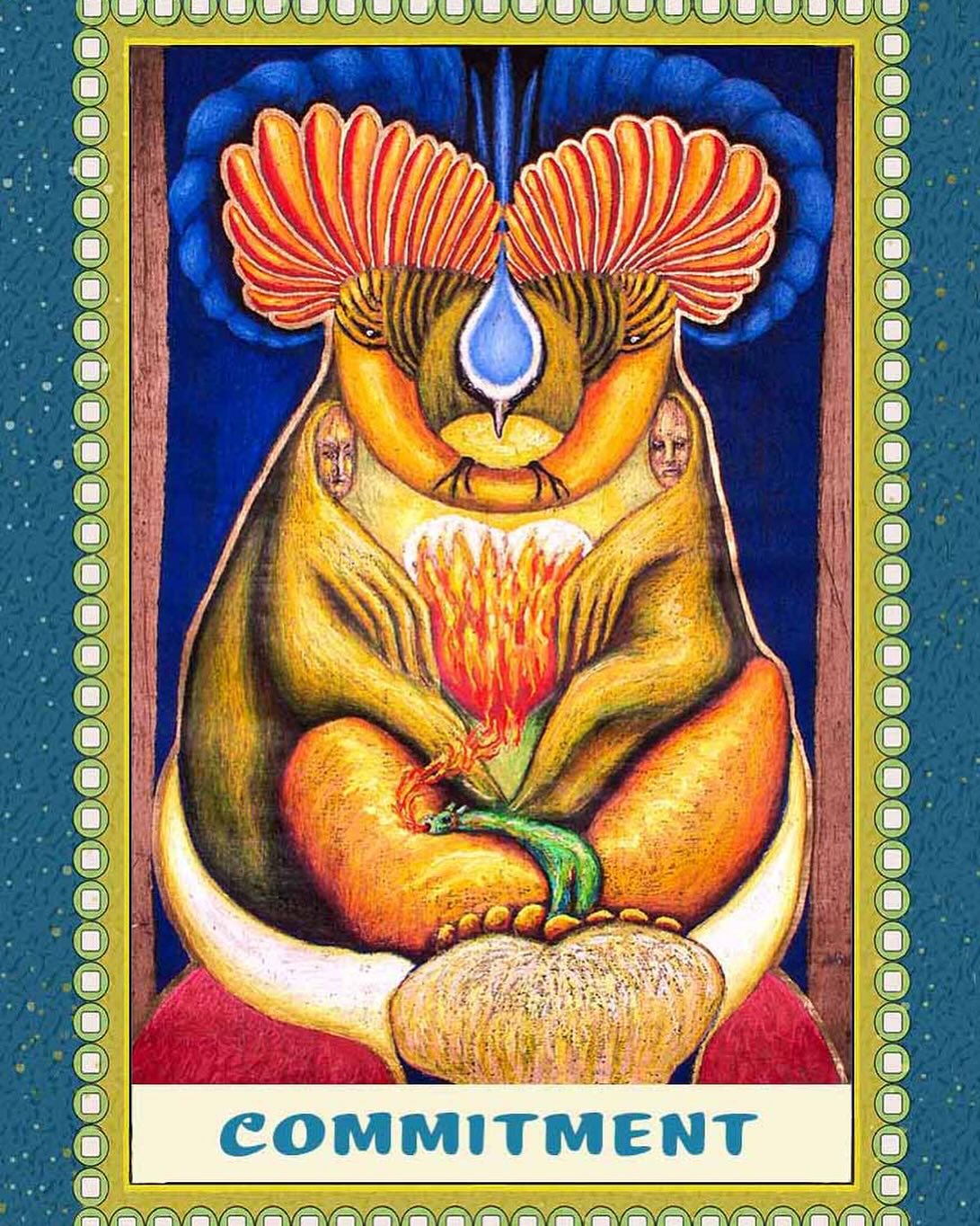 ❤️🔥 COMMITMENT ❤️🔥 - ORACLE CARD for today.
MEANING: This is the time to make the commitment. Stand tall, don’t hesitate, and give your word. Keep your promise and your word becomes law in your universe. WHAT YOU SEE: The main figure in this vision is a Koala. This animal is a symbol of tranquility, peace and protection. It reflects the inner calm and balance you need to keep a promise. The gift coming out of it, is a sense of security and happiness. The Koala sits on the head, between the horns of a big Buffalo. Buffaloes symbolize strength, power, and resilience, representing the ability to overcome challenges and face adversity with might. Therefor buffaloes are often associated with abundance, prosperity, and the bountiful provision of resources. Buffaloes are known for their endurance, stamina, and the ability to persist through challenging conditions, symbolizing the importance of perseverance. Between the feet of the Koala you see a small Dragon, spitting fire. Dragons are symbols for embodiment of inner strength and courage, guiding individuals to uncover their latent power.
The fire is contained at the heart centre of the koala between two childlike nature spirits. Those two creatures representing the power of The Natural Law you are part of, when holding a commitment. The head of the koala is also a Blue Titmouse, spreading her wings in a joyous mating dance. The Blue Tit is a symbol of love, faith, hope and honour. The bird is associated with the arrival of a brighter future. The Blue Tit is a worthy example of enduring faithfulness and love for your spouse. They are monogamous birds and will only choose one mate in their lifetime. This will be the only mate until the bird’s life ends. AFFIRMATION: My commitment increases my inner power, security and happiness.
My commitment aligns my power with the power of the universe.
Special thanks to Yolanda, who's soul portrait is used for this card ❤️
#soulart #oraclecards #inspirationalcards #art #tarot #carddeck #visualization #affirmations #inspiration #motivation #commitment #promise