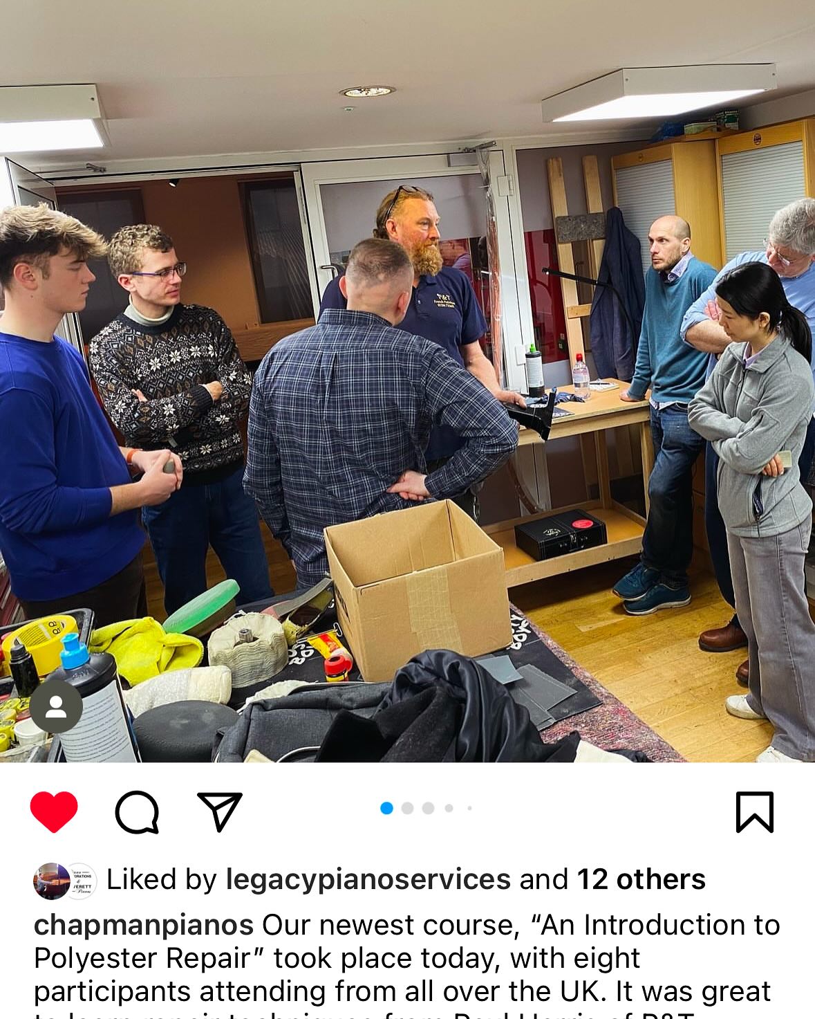 Been busy recently but some highlights have been Learning how to do poly repairs with @chapmanpianos, learning how @hamiltonpianos preps a piano for a meticulous rebuild (and also in the process, learning more deeply about how pianos are put together). Also learned how to re-pin a piano!