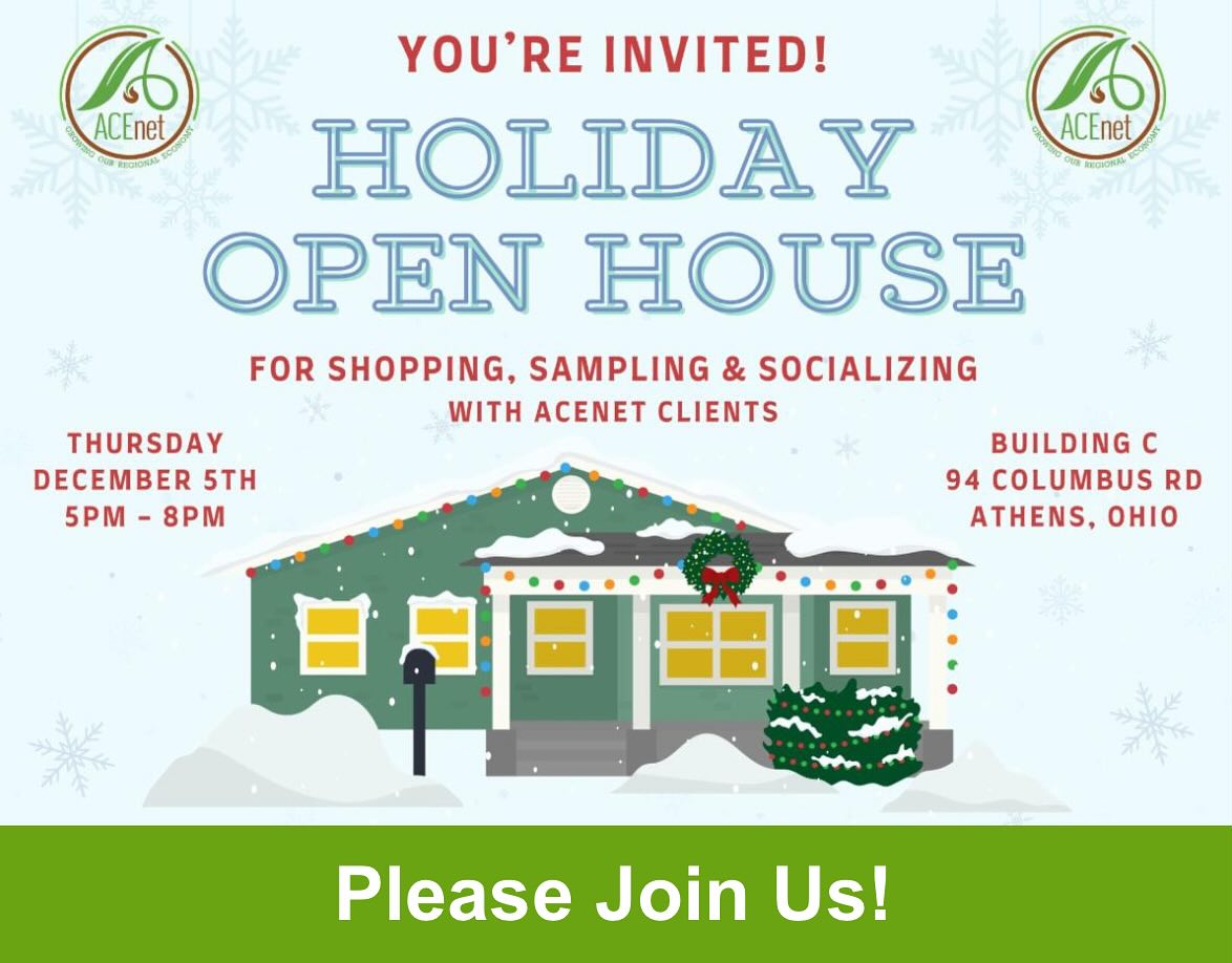 Come join us at ACEnet’s Holiday Open House on Columbus Rd this evening from 5-8pm. All kinds of locally made goodies to try and pick up some gifts for those on your list!
@acenetathens
#dutchcreekwinery #DCW #visitathensohio #visitathenscounty #honeywine #acenet #holidayopenhouse #christmasshopping #holidayshopping #winetasting #mead #hardcider