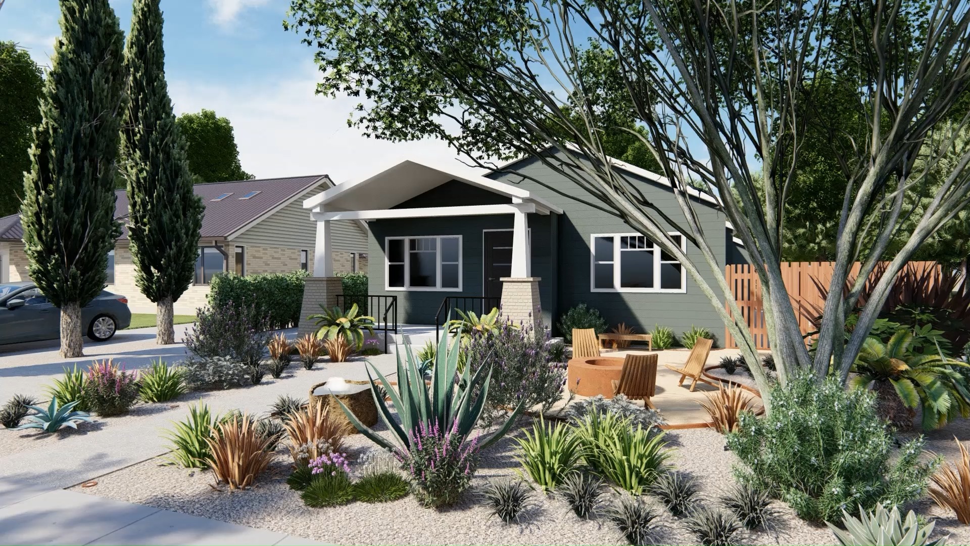 A home flipper came to me with a new property they had just purchased.Ā They wanted to renovate the home to bring it to it's former glory by restoring it with traditional crafstman colors and detail.Ā To help sell the home, they wanted to maximize the function of the property and make it attractive to home buyers, who prioritize value in the aggressively expensive Los Angeles housing market.Ā By providing a pool, entertainment features, seating areas, and ecclectic gardens, the main residents, we have essentially more than doubled the footprint of living space when combined with the home itself.Ā Unique accents like organic rock boulders, corten steel edging and fixtures color color contrast and patina, as well as varied planting selections help highlight the craftsman theme of the home and property. To add a stream of income, an ADU (accessory dwelling unit) was proposed.Ā Average rent prices in LA are high; a high rent rate is now more than justified and attractive to renters which can help the homeowner pay their mortgage and other steward fees.Ā Everyone wins. š
#landscapedesign #landscape #remotelandscapedesign #gardendesign #landscapearchitecture #garden #outdoorliving #crafstman #design #gardening #landscapephotography #homeremodel #craftsmanstyle #landscapedesigner #pool #hardscape #landscaper #poolspa #backyard #landscapelovers #landscapearchitect #craftsmanhome #gardeninspiration #exteriordesign #patio #outdoordesign #landscapeconstruction #customspa #homeflip #craftsman