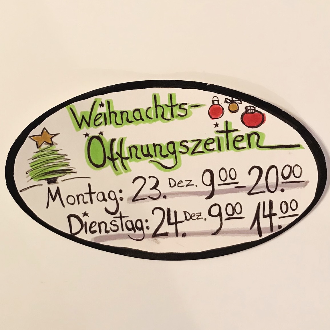 Öffnungszeiten für Weihnachten, Last Minute Schnapper sichern 🎄🎅♥️