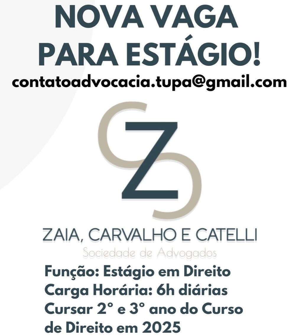🚨 Estamos contratando! 🚨 Envie seu currículo para o e-mail: contatoadvocacia.tupa@gmail.com