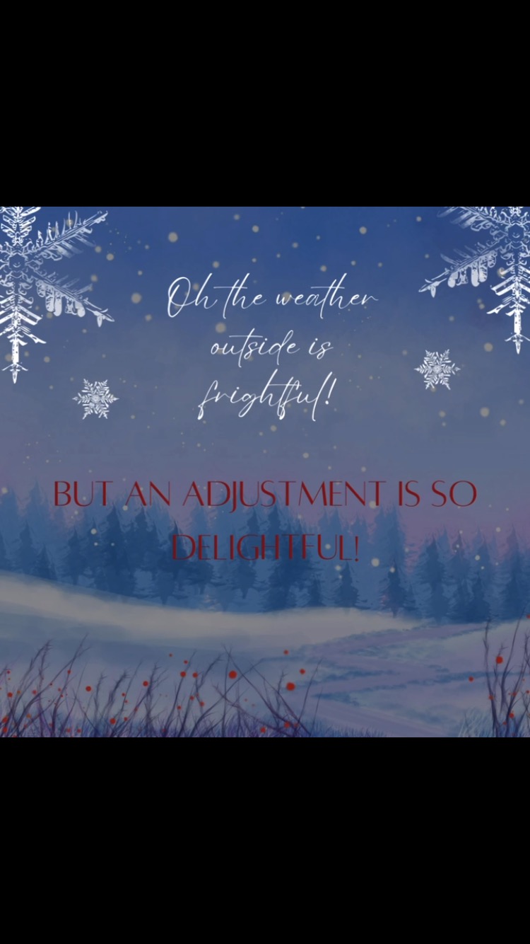 I know it’s cold out today, but we’d still love to see you! Dr. Amy and Dr. Mike have some availability for adjustments, and Cassie has a few afternoon openings for acupuncture. Don’t let the chill keep you from feeling your best!