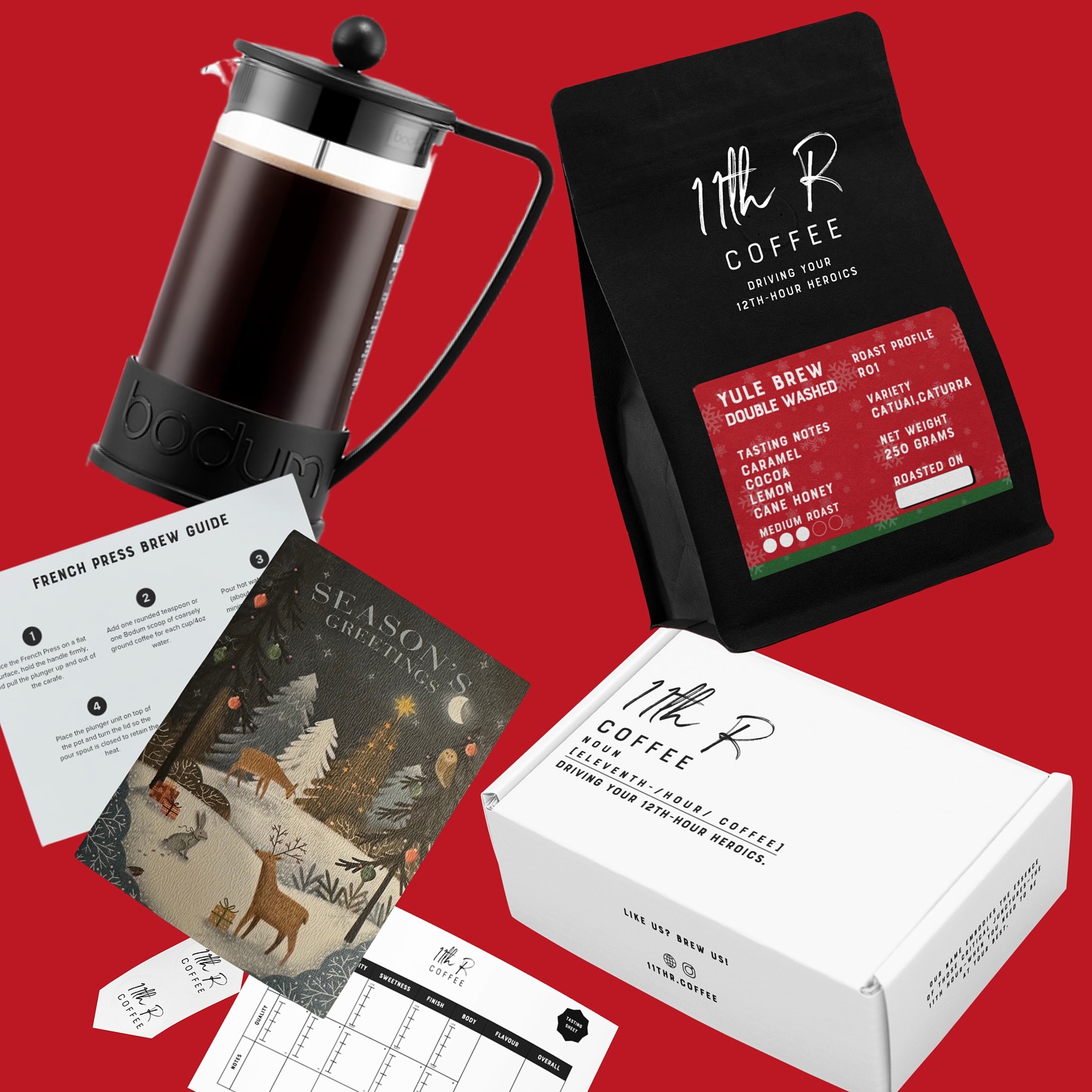 🎄 Introducing the Yule Gift Box – A Festive Coffee Experience! ☕
This holiday season, give the gift of exceptional coffee with our thoughtfully curated Yule Gift Box—a perfect blend of flavor, joy, and simplicity for coffee lovers everywhere! 🎁
✨ What’s Inside:
💛 Bodum French Press (3-Cup): A classic coffee maker for smooth, full-bodied brews.
🌟 Coarse-Grinded Specialty Coffee Beans (250g): Indulge in the festive flavors of Costa Rican coffee, with notes of caramel, cane honey, lemon, cocoa, honey, and nutty richness.
🎁 Season’s Greeting Card: A festive touch for your special someone.
📖 French Press Brew Guide: Brew like a pro with step-by-step instructions.
👃 Tasting Sheet: Record and savor the nuances of every cup.
Beautifully packaged and perfect for gifting, the Yule Gift Box is the ultimate treat for your loved ones—or yourself! 🥰
🎁 Unwrap the joy of brewing this holiday season. Order now and make it a December to remember!
#YuleGiftBox #11thRCoffee #SpecialtyCoffee #FrenchPressLovers #HolidayGifts #CoffeeLoversUnite #FestiveBrews #giftingmadeeasy🎁