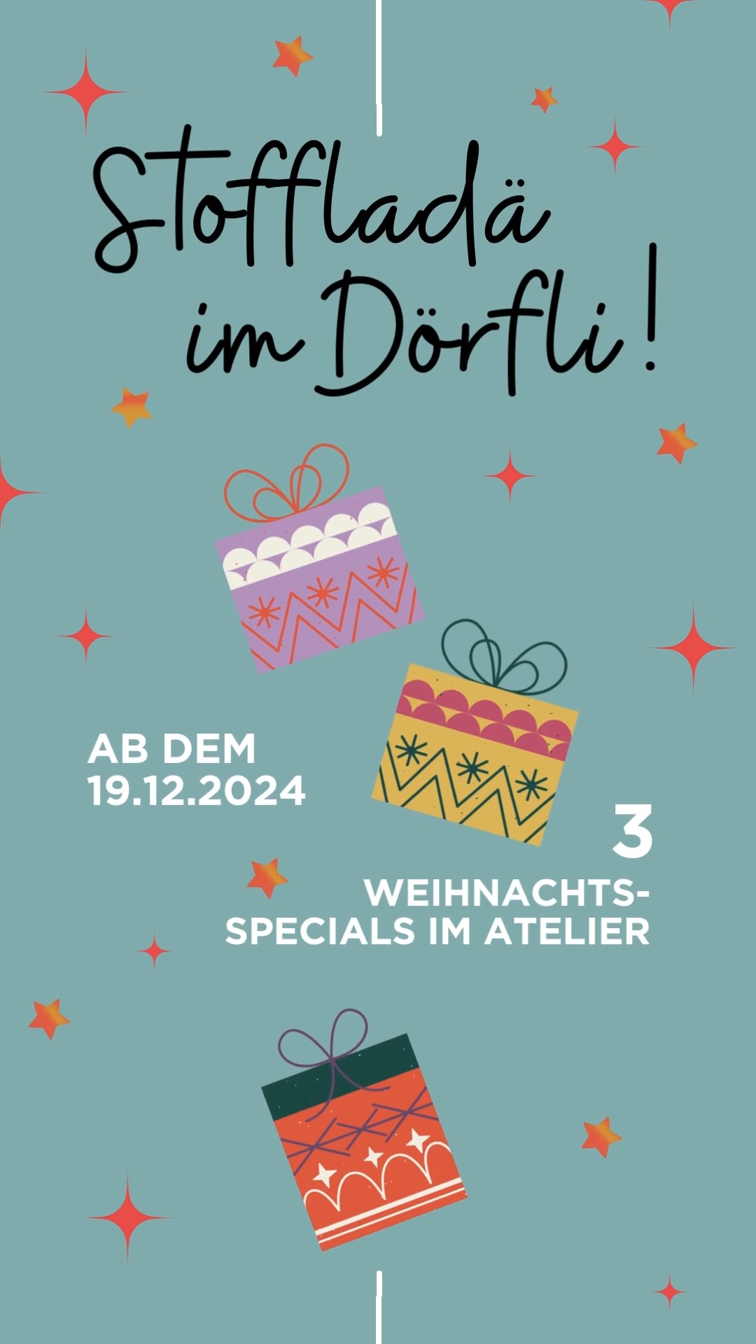 Ab dem 19.12.2024 bis zum 23.12.2024 gibt es 3 Weihnachts-Specials im Atelier.
Schau vorbei im Stoffladen in der Zürcher Altstadt, im «Dörfli». Über deinen Besuch freue ich mich! 🐱🌻
Mehr über die drei Specials könnt ihr direkt auf der Website, oder hier auf Instagram nachlesen. 🤗 🥰
**************************
Die aktuellen ÖFFNUNGSZEITEN für die nächste Woche! 😊🧵🌲 Bis zum 19.12, normale Öffnungszeiten, danach:
Fr - 20.12: 12:00 - 19:00 Uhr
Sa - 21.12: 12:00 - 17:30 Uhr
So - 22.12: 12:00 - 17:30 Uhr
Mo - 23.12: 12:00 - 19:00 Uhr
Di - 24.12.2024 bleibt das Atelier geschlossen
Danach bleibt das Atelier bis und mit 14. Januar 2025 geschlossen. Ich freue mich, euch ab dem 15. Januar wieder begrüssen zu dürfen.
**************************
#Mia #MiasAtelier #AtelierZürich #stoffladen #weihnachtsspecials #Weihnachten2024 #ShopLocal #Weihnachtsgeschenke #Feiertagsstimmung #Öffnungszeiten #XmasSpecials #Weihnachtszauber #Stoffladen #chreis1 #Nähliebe #Nähfreunde #DIY #Fabriclove #WinterMode #KreativesNähen #Nähcommunity #Stoffdesign #Nähprojekte #FashionDIY #Zürich #ZürichSnow #Dörfli #Niederdorf #winterlove