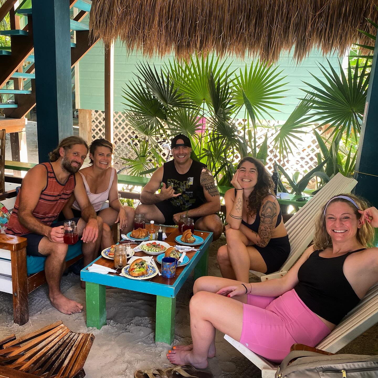 Join us for lunch at @namastecafebelize 🧘♀️😎💜
•
#ThePath #Retreat #RetreatWithUs #Belize #CayeCaulker