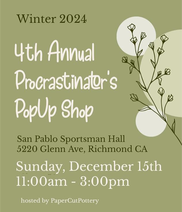 SUNDAY!!! This is my last event of the year and itโs going to be a great one to finish the year up with.
Support small businesses this holiday season and make a difference. Youโre sure to find a variety of hand crafted gifts amongst our 25+ talented local guest artisans.
You will be able to peruse pottery, leather, glass, jams, crochet, body care, candles, jewelry, home-decore, pouches & purses, AND MORE! Enjoy our In-Door venue & shop rain or shine! Weโll be playing 80s tunes to put a pep in your step!
- Free Admission & Raffles
- Cash Bar & Hotdog Lunch
- Womenโs Auxiliary Club Fundraiser
Sunday, December 15, 2024
11:00am - 3:00pm
Sportsman Hall
5220 Glenn Ave
Richmond, CA
#supportsmallbusiness #shoplocal #shoplocalmakers