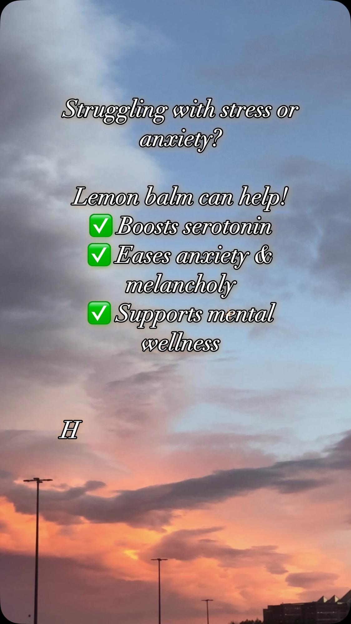 ✨ Increase serotonin naturally with lemon balm! 🌿
This powerful herb helps:
✅ Relieve melancholy
✅ Ease anxiety & depression
✅ Reduce serotonin turnover rate
Backed by science, it’s a mood booster I swear by! 💚
I love it in tea, but you can also add fresh leaves to meals for a burst of flavor. 🍋
Want more tips for a healthier, happier you?
DM me to work with me and start your wellness journey today! 💬
#LemonBalm #NaturalWellness #BoostSerotonin #MentalHealthSupport