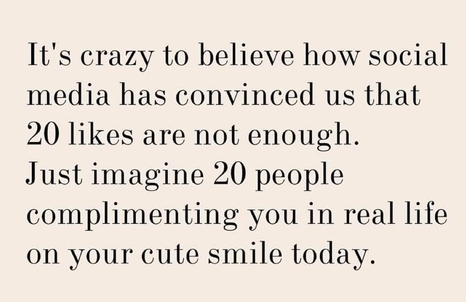 Georgette shared this pic today @ Middle Meets and it’s been sitting with me.
It’s just so true ! Our self worth and especially our kids self worth should not be dependent on likes or hearts. But so often - it is.
We have to create new / bring back old ways to cultivate confidence and self worth.
Step one - look up from your phone, notice who’s around you and say some thing kind.
A simple act that makes a big -Let me know how it goes ❤️
#bekind #selfworth #compassion #giveacompliment #putthephonedown #inreallife #authenticity