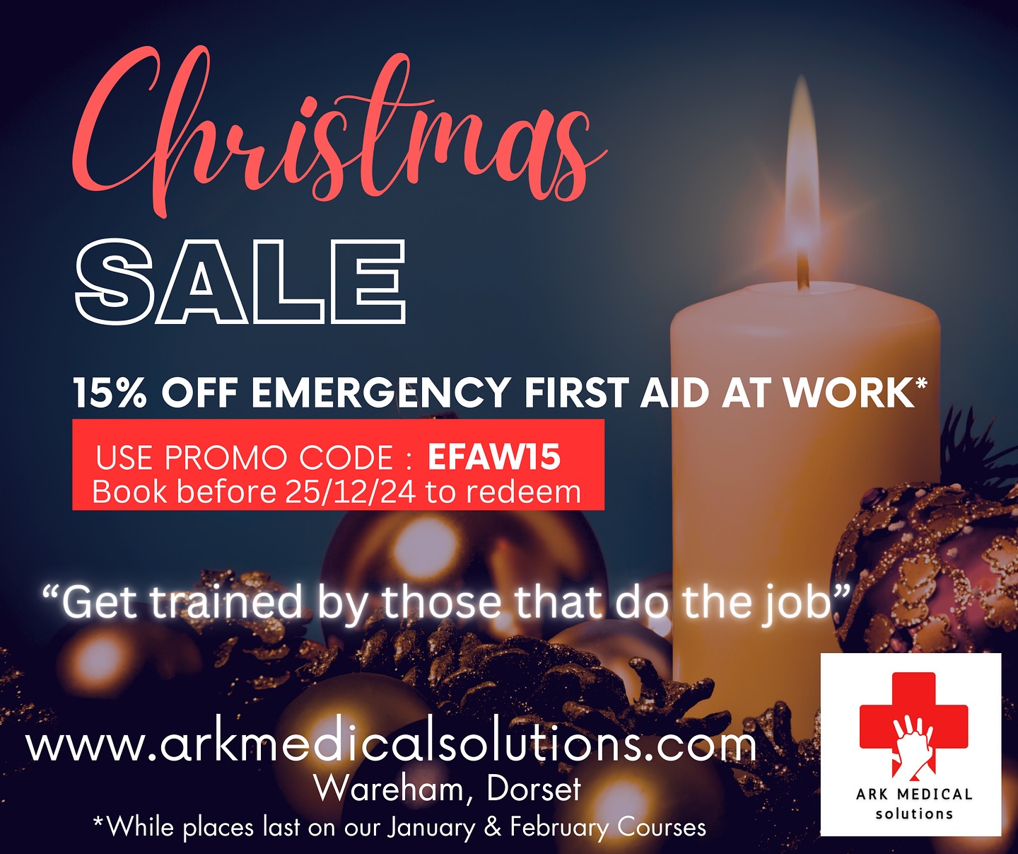If your first aid training provider isn’t a serving Paramedic or 999 personnel, should they be teaching it?
Don’t get trained by yet another instructor, get trained by those that do the job, not just teach it.
Book today and save 15%* off our January or February eFAW courses in Wareham. Enter code EFAW15 at checkout.
*Offer valid until 25/1224 and while places are available.
#firstaid #firstaidcoursesdorset #bournemouth #dorset #jurassiccoast #purbeck #emergencyfirstaidatwork #efaw