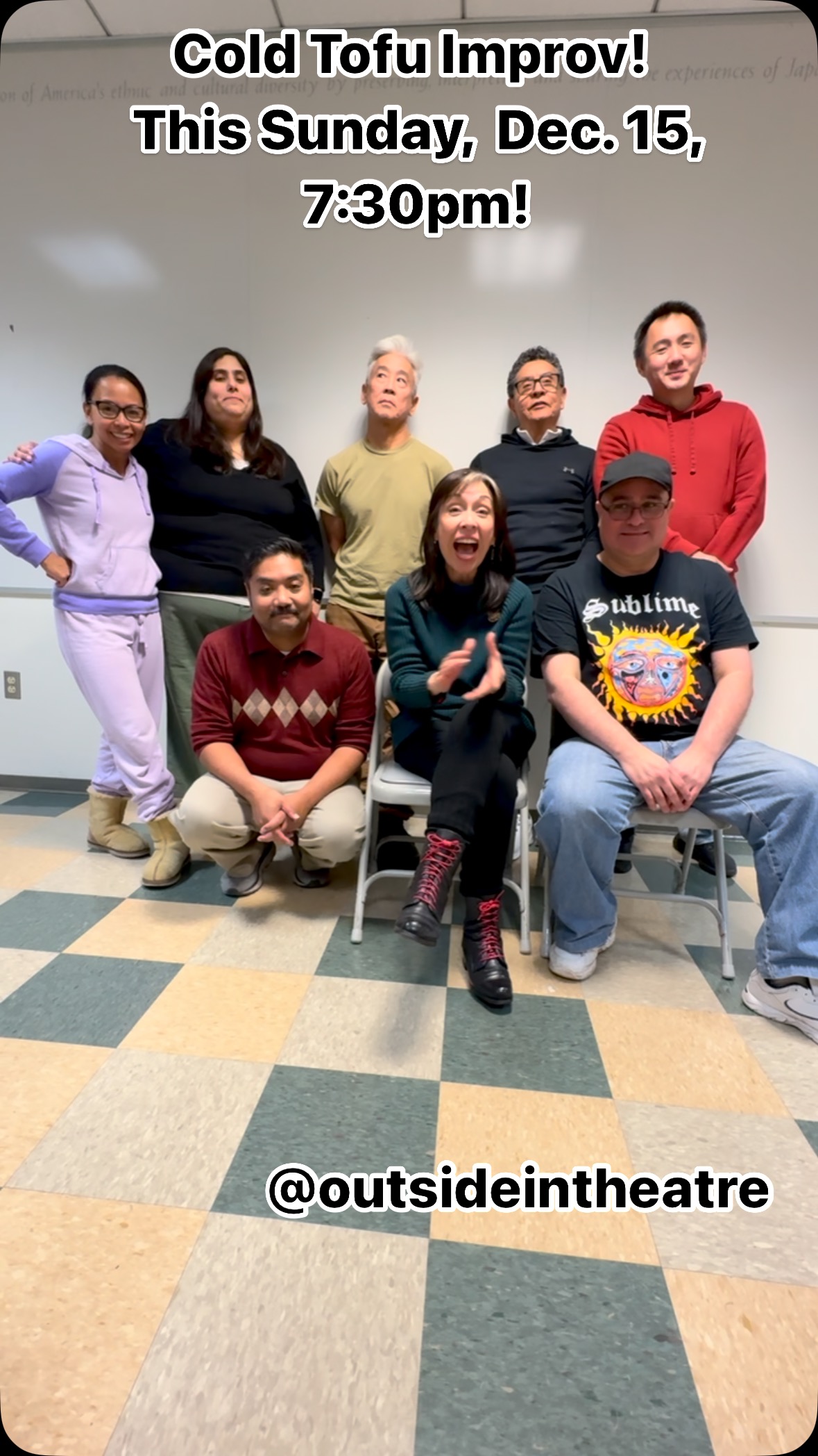 Join us for our final show of 2024! This Sunday, December 15, 7:30pm @outsideinthtr. Get your holiday laughs on! See you there!! Tickets @outsideinthtr website.