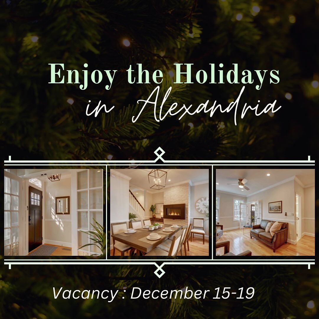 We have availability next week! Enjoy the most WONDERFUL time of the year in Alexandria.
#visitalxva #visitalexandriava #oldtownalx #airbnb #vacationrental