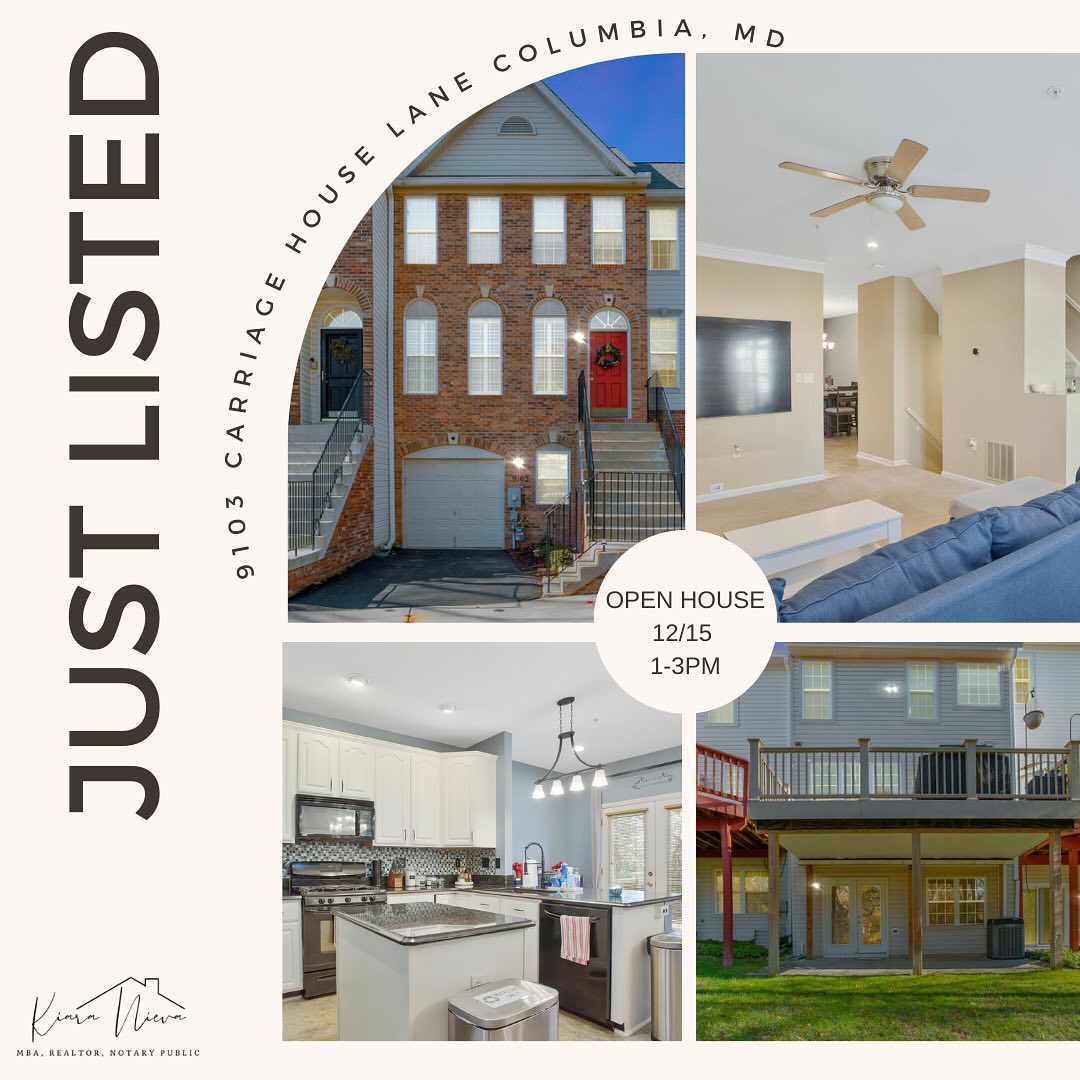 Come on by for cozy goodies Sunday 1-3pm!
9103 Carriage House Lane Columbia, MD - Stunning townhome condo in the desirable Gables of Howard County. ✨