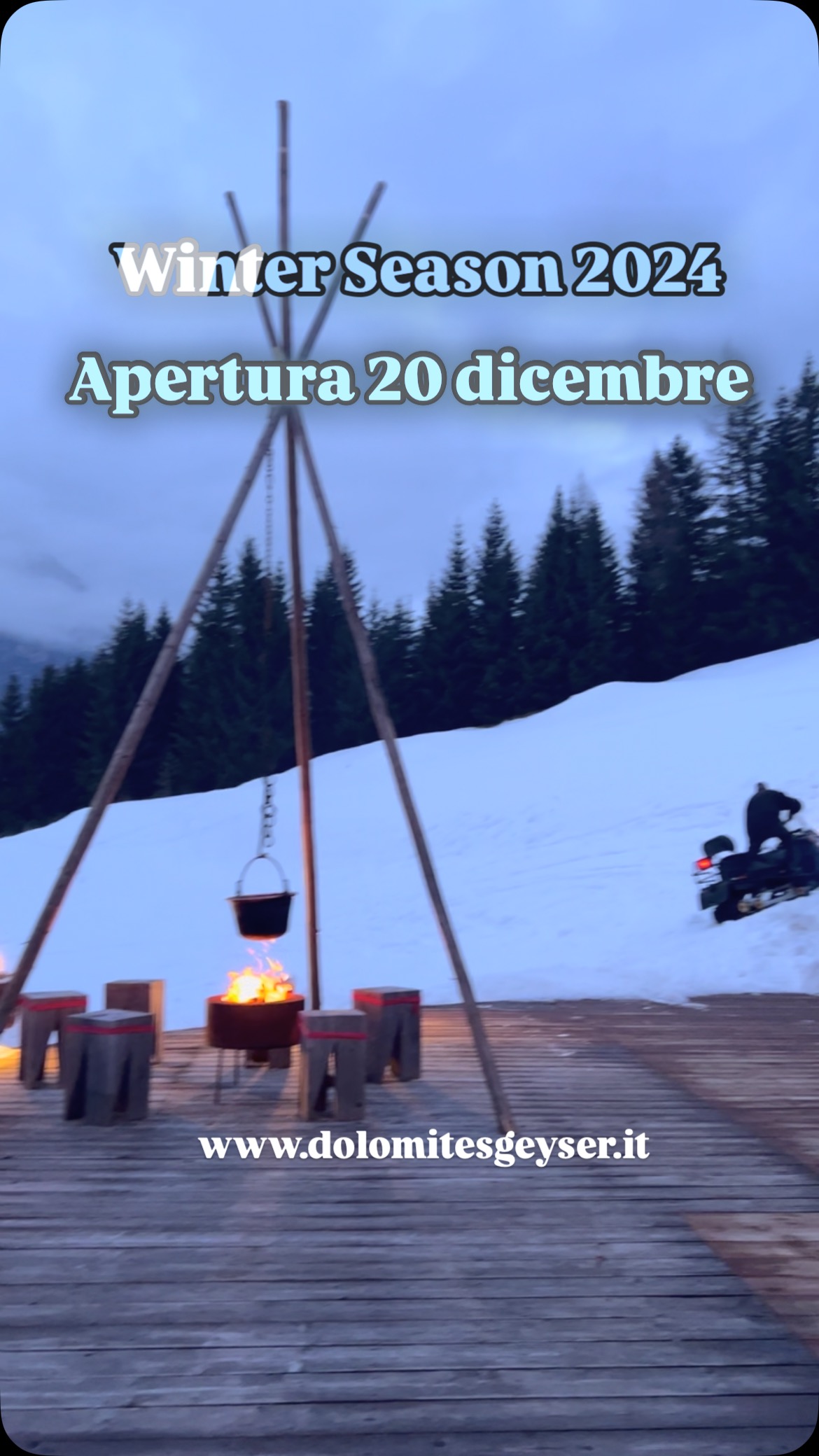 Winter Season 2024!
Carichi a pallettoni per una nuova stagione piena di eventi, feste, novità e buon cibo!
Tutto pronto per VENERDÌ 20 DICEMBRE 2024!
#dolomitesgeyser #valdifassa #buffaurevaldifassa