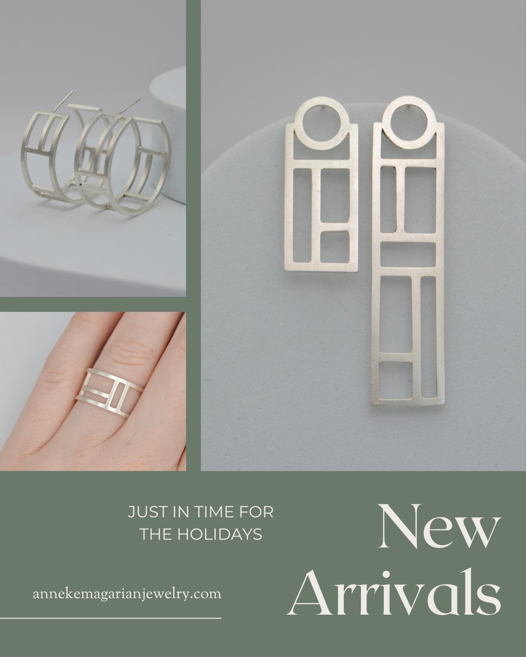✨ New arrivals: Bold, geometric designs inspired by Prairie-style architecture. Handcrafted in sterling silver, these timeless pieces make perfect gifts (for yourself or someone else 😉).
🎁 Reminder: Tomorrow is the last day to order for guaranteed delivery by Christmas!
#HandmadeJewelry #GeometricJewelry #FineJewelry #JewelryDesigner #JewelryGift #HolidayGifts #LastCallForChristmas #GiftsForHer #TimelessDesign #MadeToLast #PrairieStyle #ArchitecturalJewelry #MinimalistJewelry #ModernDesign #SterlingSilverJewelry #BoldAndSimple #StatementStuds #HandcraftedStyle #PortlandMaine #JewelryLover #ShopSmallBusiness #HolidayDeadline #WearableArt #GiftsThatLast #ShopLocal #JewelryMadeForYou
