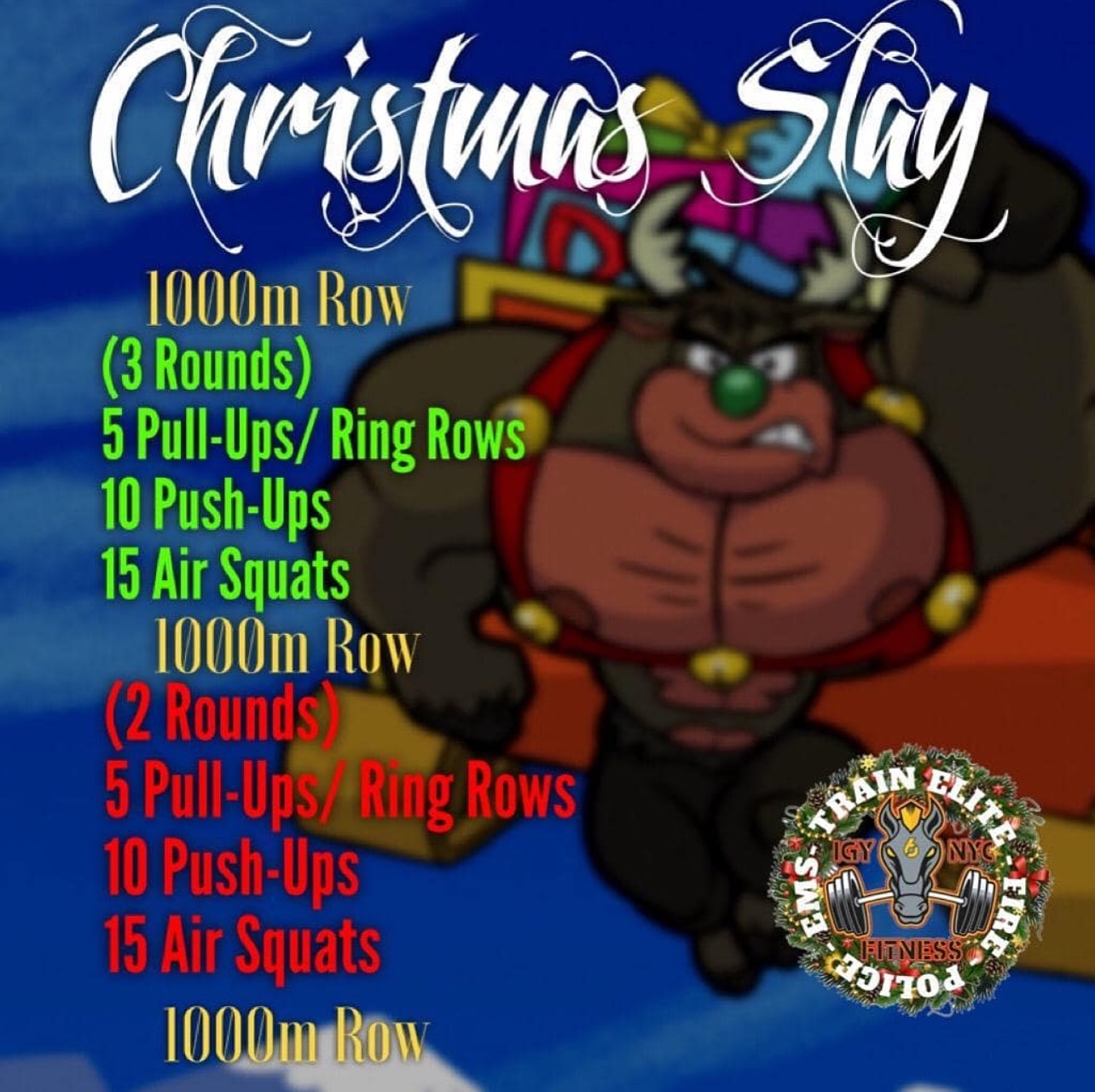 🎄Christmas Slay🎄
An IGY6 Oldie. Get after it! MERRY CHRISTMAS YA FILTHY ANIMALS!!!!
#firefighterfitness #igy6 #firstdue #secondtonone #fdny #lieutenant #firefighter #nextrung #strongmindstrongbody #garageworkout #firehouseworkout #functionalfitness #workoutoftheday #christmas #christmasseason