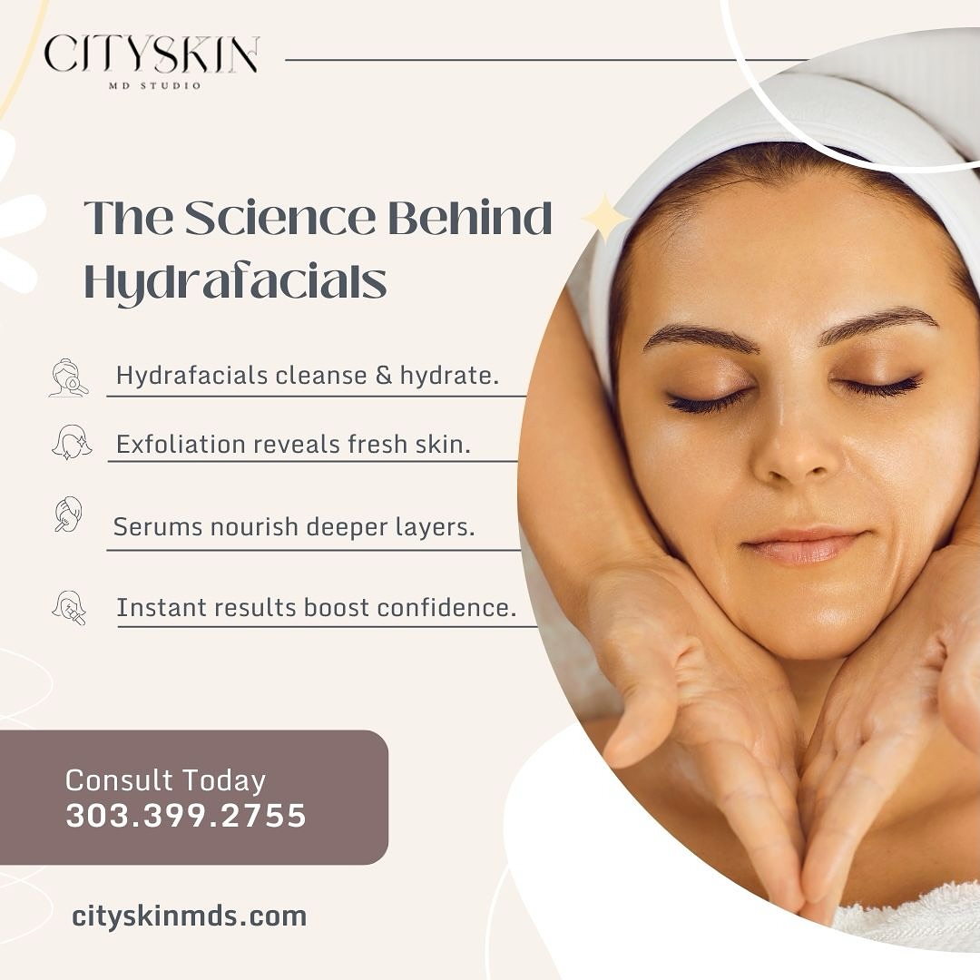 Discover the science behind glowing skin! ✨ Hydrafacials cleanse, exfoliate, and nourish—leaving you with instantly refreshed, hydrated, and confident skin. 💧 Let’s give your skin the love it deserves. Book your consultation today!
📞 303.399.2755
🌐 cityskinmds.com
#HydrafacialMagic #HealthySkinJourney #SkinHydration #GlowUp #SkincareGoals #FacialTreatment #SelfCareRoutine #HydratedGlow #InstantResults #NourishYourSkin #ExfoliationBenefits #ConfidenceBoost #CitySkinMD #FreshSkinFeel #LoveYourSkin