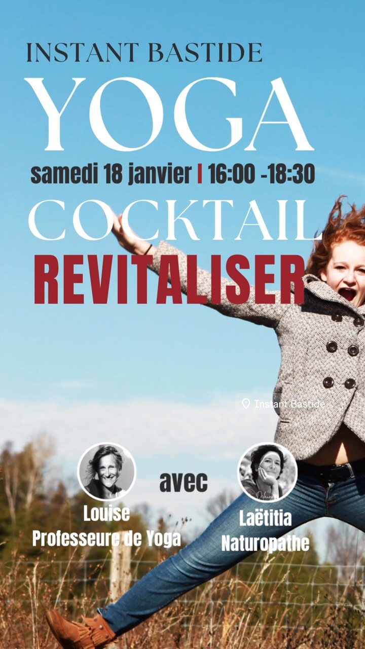 En début d’année, c’est souvent le moment où l’on se fait plein de promesses, mais parfois l’énergie n’est pas au rendez-vous… et l'arrivée des virus d’hiver peut vite nous mettre à plat !
Lors de cet atelier, vous découvrirez des techniques simples et efficaces pour soutenir votre système immunitaire, relancer votre énergie et mettre toutes les chances de votre côté pour rester en pleine forme tout au long de l’hiver.
Repartez avec un guide de conseils pratiques et les recettes des cocktails pour continuer à rester en forme cet hiver!
PROGRAMME
16:00 Cocktail hivernal de bienvenue
16:30 Auto-massage myofascial & relaxation
17:00 Cocktail hivernal
17:30 Yoga revitalisant
18:00 Cocktail hivernal & grignotages
18:30 Fin
Pour plus infos commentez REVITALISER!
#aixmaville #yogaaixenprovence #boucbelair #instantbastide #cabriès #iyengaraixenprovence #yogacocktail #naturopathie