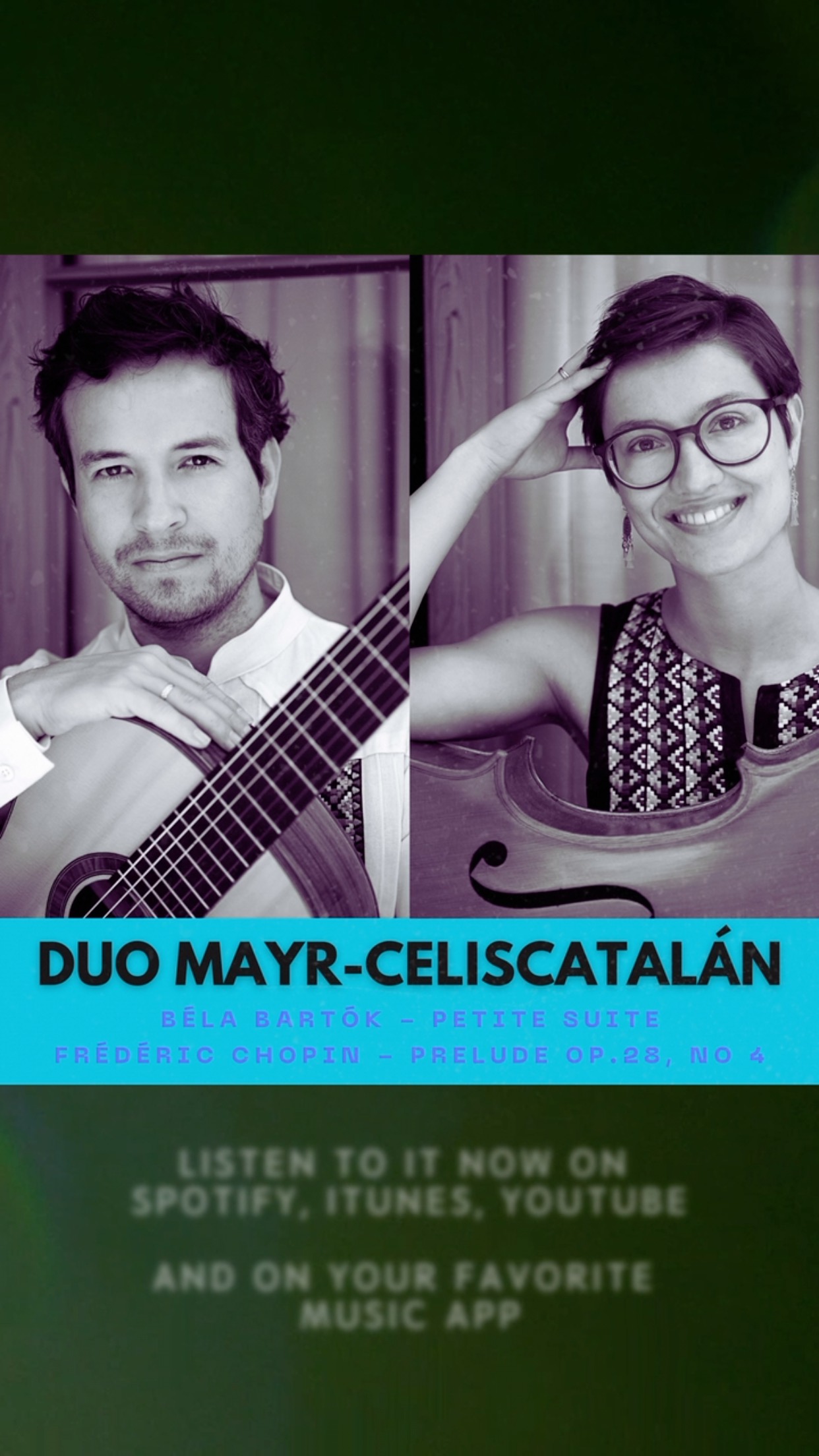 Our latest recording from October 2024 is now available online! It was such a joy to bring Béla Bartók’s and Frédéric Chopin’s music to life. We hope you enjoy listening as much as we enjoyed creating it!
#Cello #Guitar #Chopin #Bartok #Classicalguitar #Classicalmusic #Recording #violonchelo #meditation