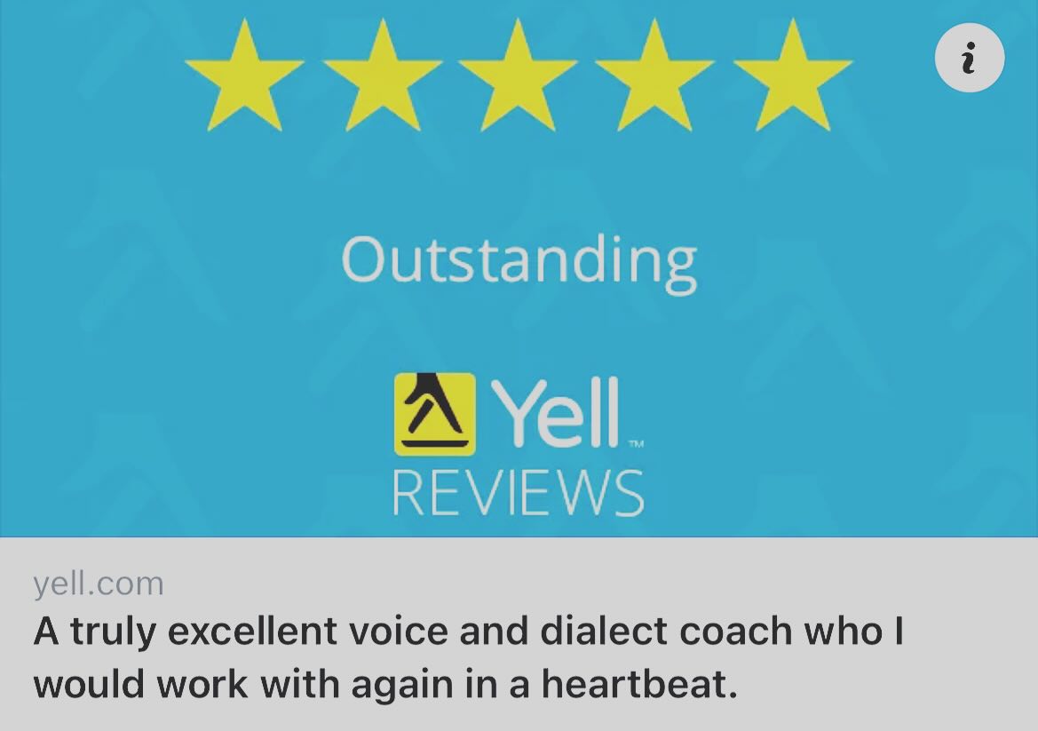 It’s always a lovely surprise to get a good review! Many thanks to my incredible client for this heartwarming feedback. 💖 Click here to read the review: 👇🏼
Voice & Dialect & Presentation Coach received a 5-star review on 18 Dec 2024.
See this review at https://www.yell.com/biz/voice-and-dialect-and-presentation-coach-nottingham-10501835?sharedReview=da587218-767d-431b-ab8a-bc23c3a475a4