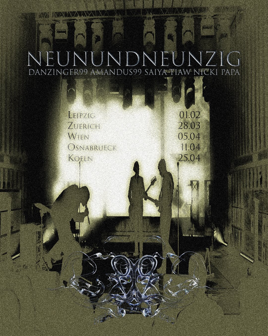 latest poster I did for my friends from @neunundneunzig.band and others from 2024 and 2023! always open for commissions for posters and covers 🫣🤍