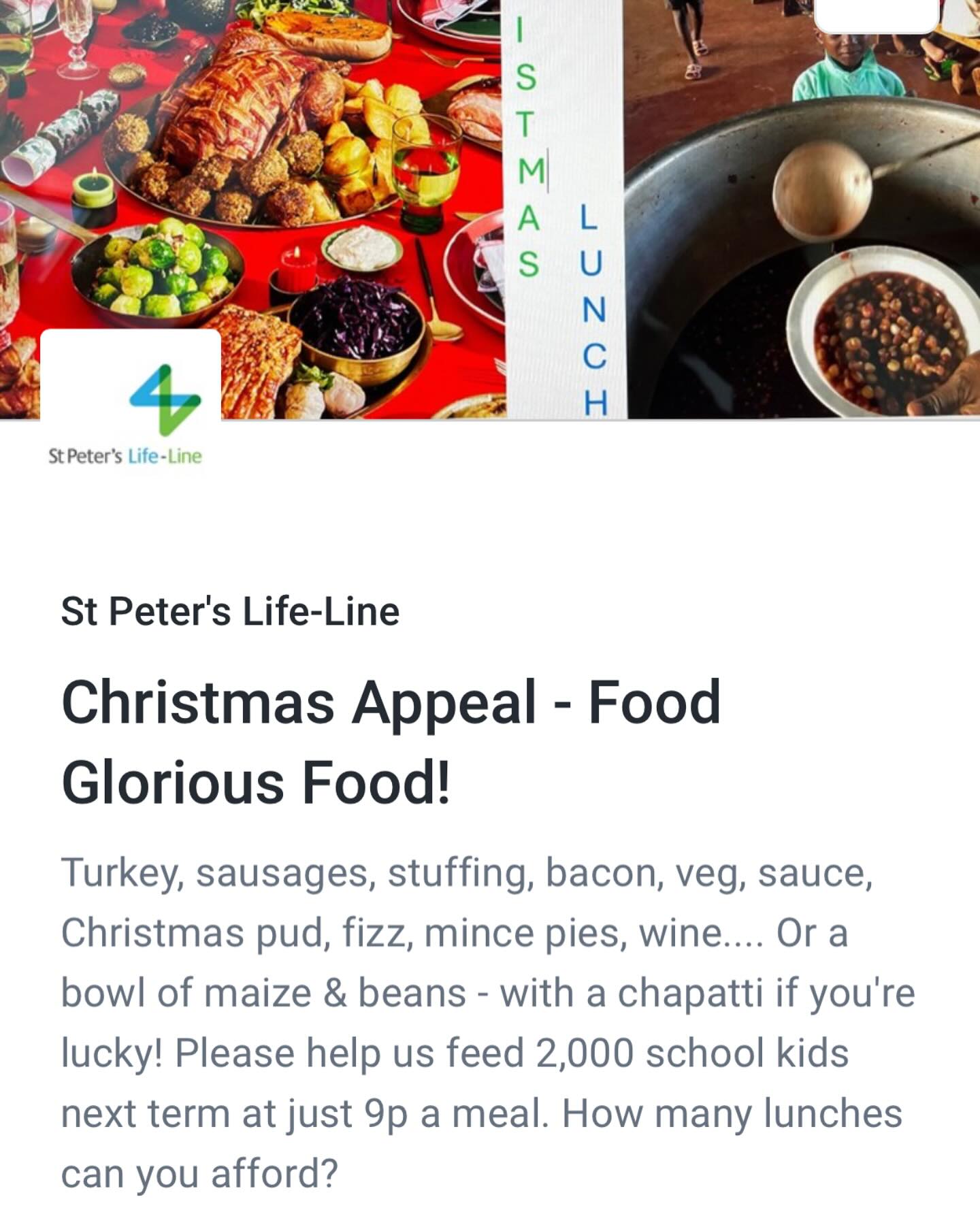 Please support our Christmas appeal and feed a child in 2025.
Link in bio. Thank you šš»
#stpeterslifeline #schoolmeals #hotschooldinner #feedachild #kenya #feedingprogramme #poverty #foodsecurity #childpoverty