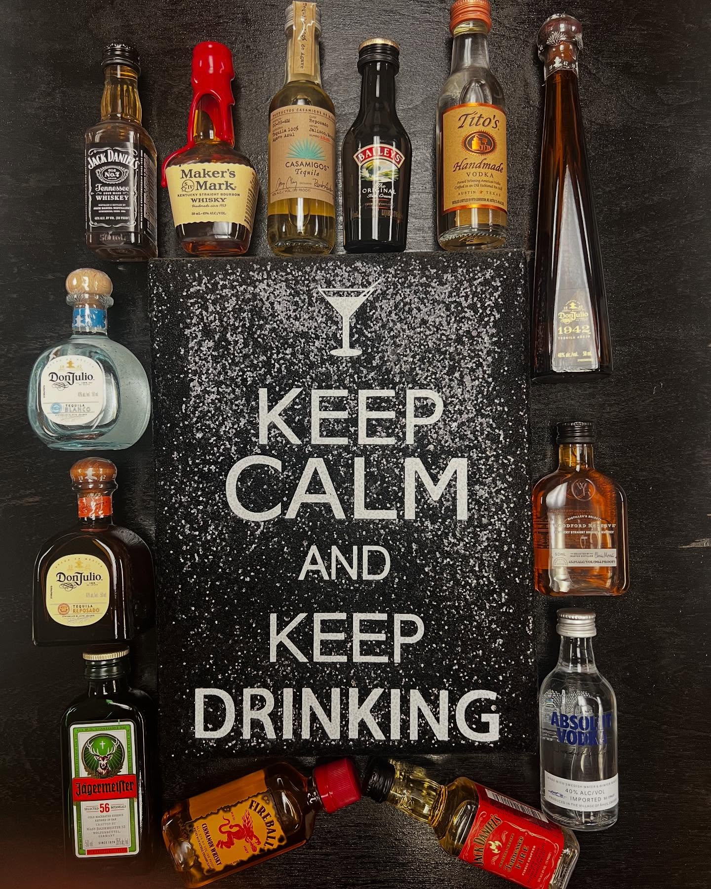 Tis the Season to be Jolly. #stockingstuffers #donjulio #tequila #makersmark #woodfordreserve #bourbon #titosvodka #absolutvodka #vodka #jackdaniels #fireballwhiskey #whiskey #onlyonaugusta #keepcalmandkeepdrinking