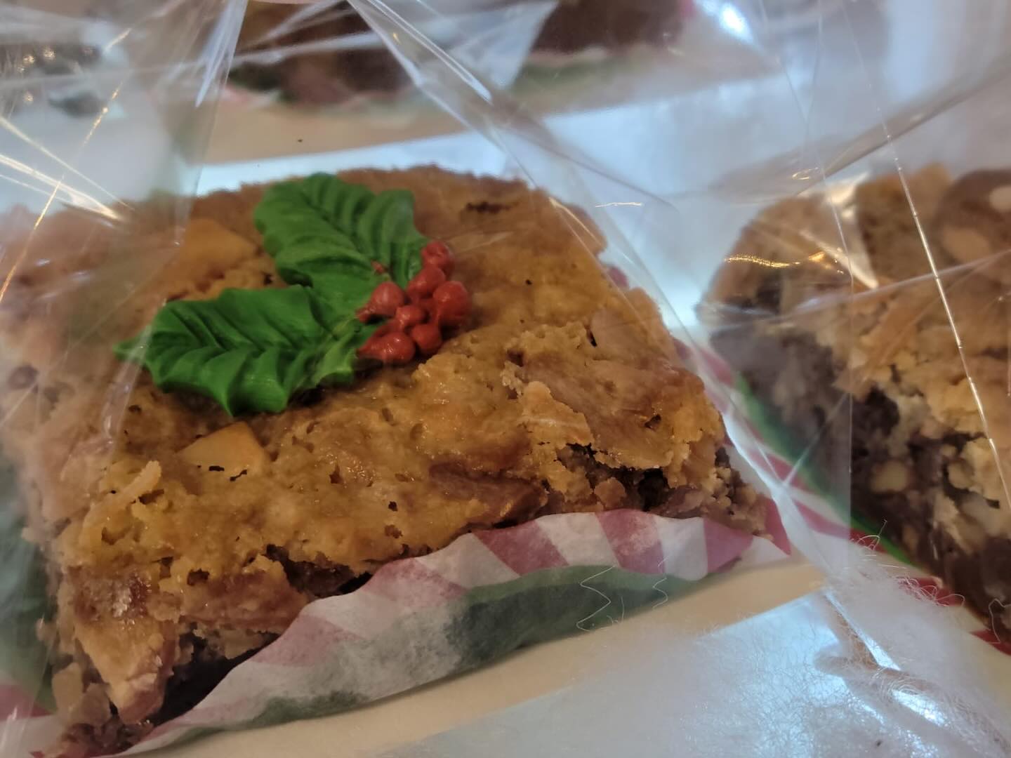 With a little twist on a classic brownie, the german brownie includes toasted almonds and coconuts as well as some walnuts inside.