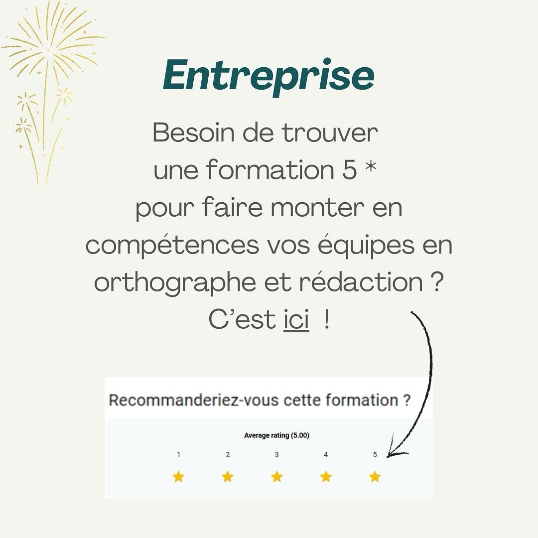 Envie et/ou besoin de progresser en matière d’orthographe et rédaction professionnelle ?
Contactez-moi et vous aurez la possibilité d’attribuer vos propres étoiles 😉.
Plus d’infos sur angelinalandes.com ou en me contactant ici.
Merci aux participantes pour leur enthousiasme et leur bonne humeur !
À bientôt peut-être !
#toulouse #occitanie #orthographe #ecritsprofessionnels #ecrivainpublic