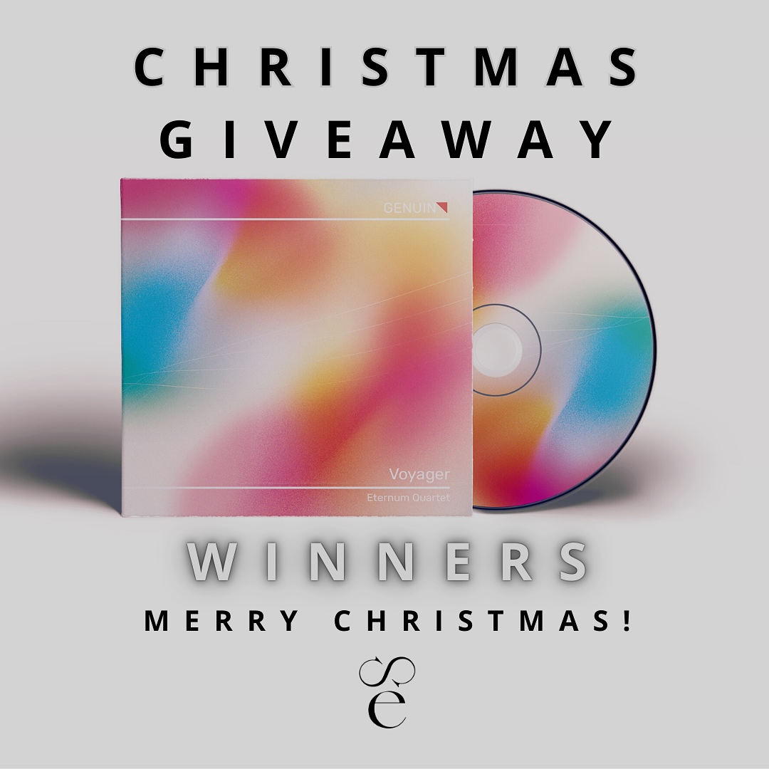 🎄✨ Merry Christmas! ✨🎄
We’re thrilled to announce the 3 winners of our giveaway! 🎁 You’ll each receive our Voyages CD, perfect to accompany the holiday magic. 🌟
And the winners are... 🥁
🎷 @patrikmertik
🎷 @alinasolveigweiss
🎷 @sabine.muller.10048379
Congratulations! 🎉 We’ll be reaching out to you via DM for details. 📩
Thank you to everyone who participated and shared your love for music! Stay tuned for more exciting projects from Eternum Saxophone Quartet in the new year. ❤️
Wishing you all a joyful Christmas filled with music, love, and cheer! 🎶✨
#EternumSaxophoneQuartet #VoyagesCD #GiveawayWinners #MerryChristmas #ClassicalMusic