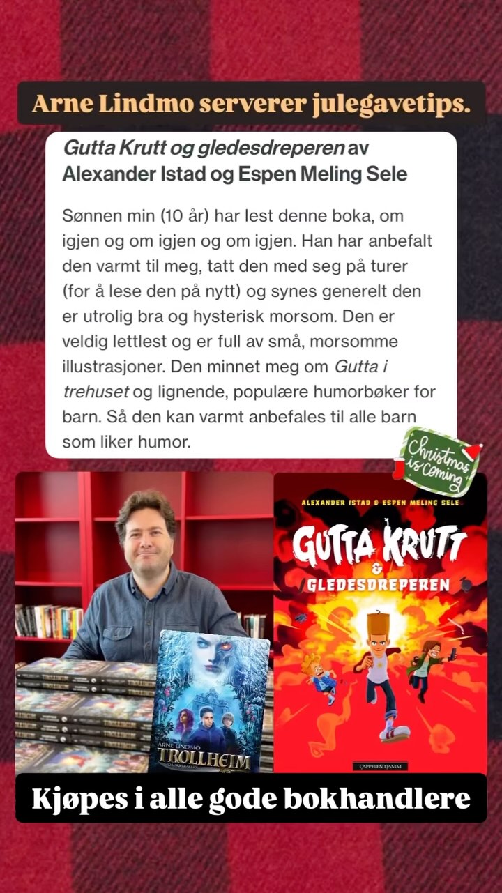 Julegavetips fra Lindmo
———///——————////———
#guttakrutt #guttakruttoggledesdreperen #bøker #bok #barnebøker #bookstagram #fun #barnebok #barnebok #booklover #booktok #norwegianbooks #Lindmo #arnelindmo @arnelindmotrollheim #gave #julegave #trollheimen #boksluker #bokslukerprisen #bokslukerprisen2025 @norli_bokhandel @arkbokhandel @platekompaniet @foreningenles #les #leselyst #lesing