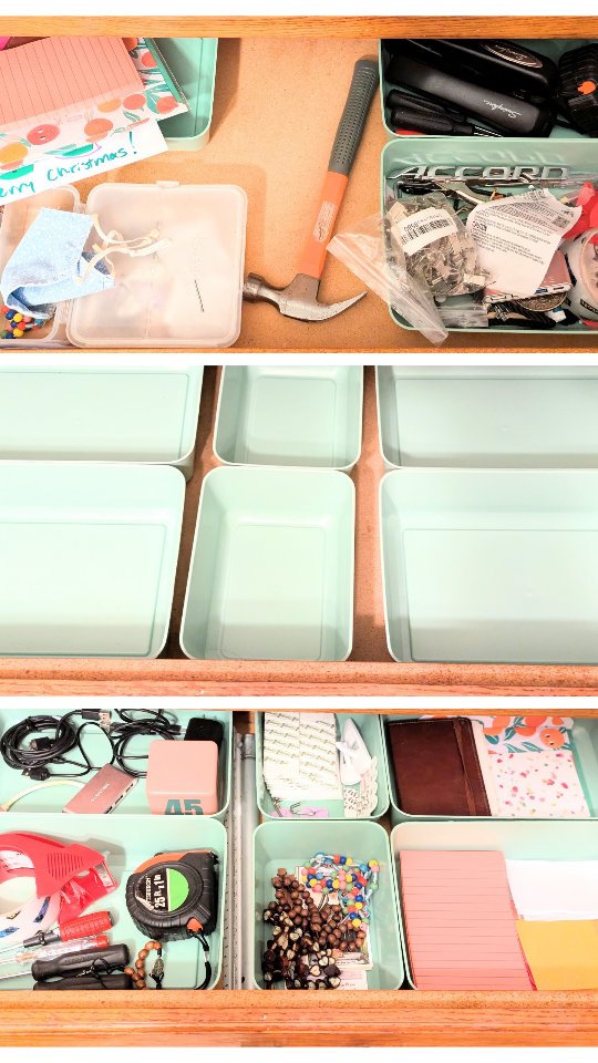 The key is to fit the whole drawer with containers or dividers so that a) everything has a place b) it is harder to throw random things in
#organizinginspiration #micro #organizationdesign
#professionalorganizer #organizinghacks ,