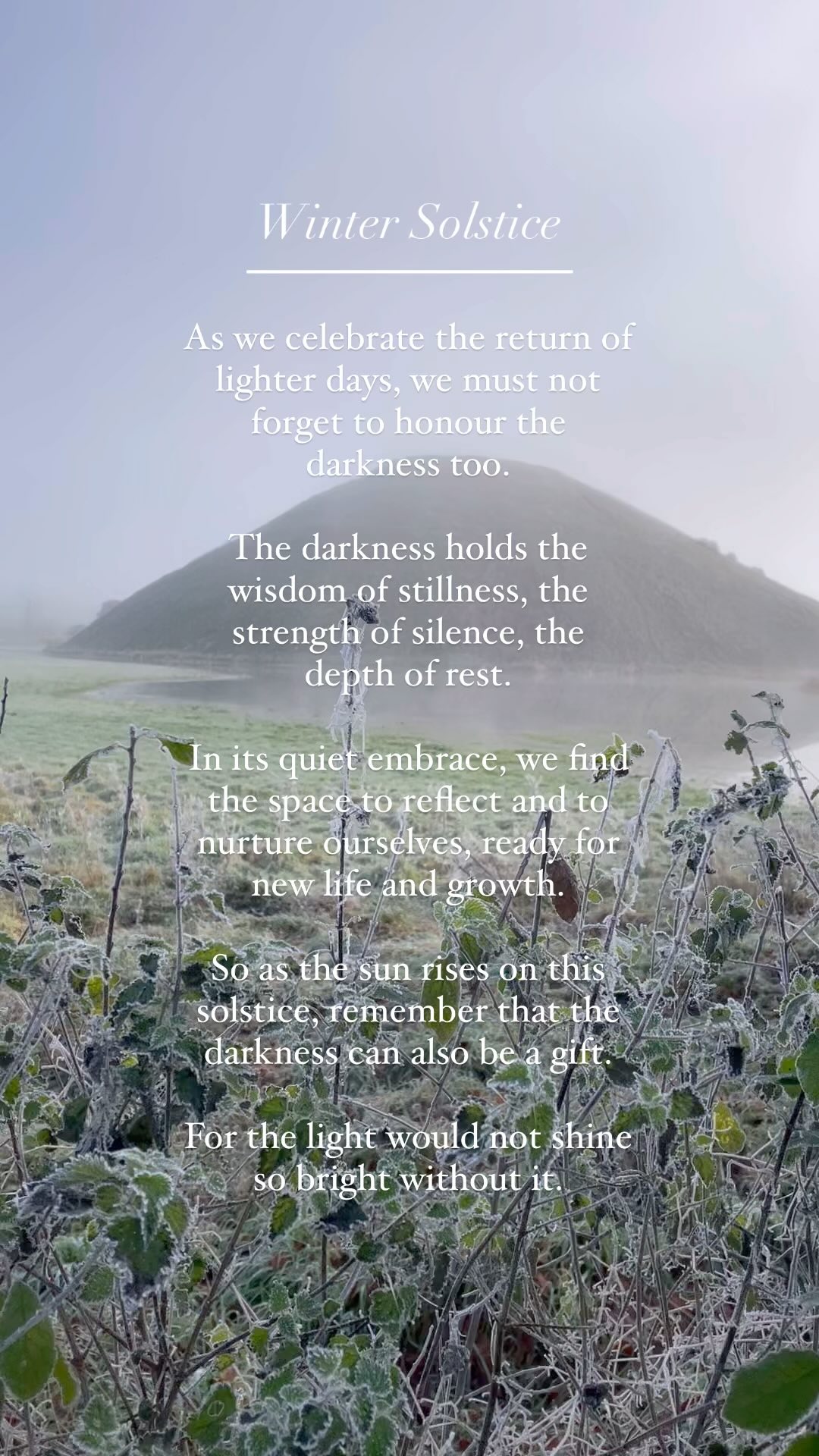 ✨🌑 Winter Solstice 🌞✨
The Winter Solstice marks the longest night and the return of lighter days. It is a time to reflect on the balance between darkness and light, honouring the stillness that nurtures growth and renewal. As the sun rises again, we embrace the gifts of both the dark and the light, knowing that one cannot exist without the other.
Beautiful music by @mollyannemusic 🤍
#wintersolstice #wintersolstice2024 #darknessandlight #returnofthelight #solsticeblessings #wheeloftheyear #winter #wintering
