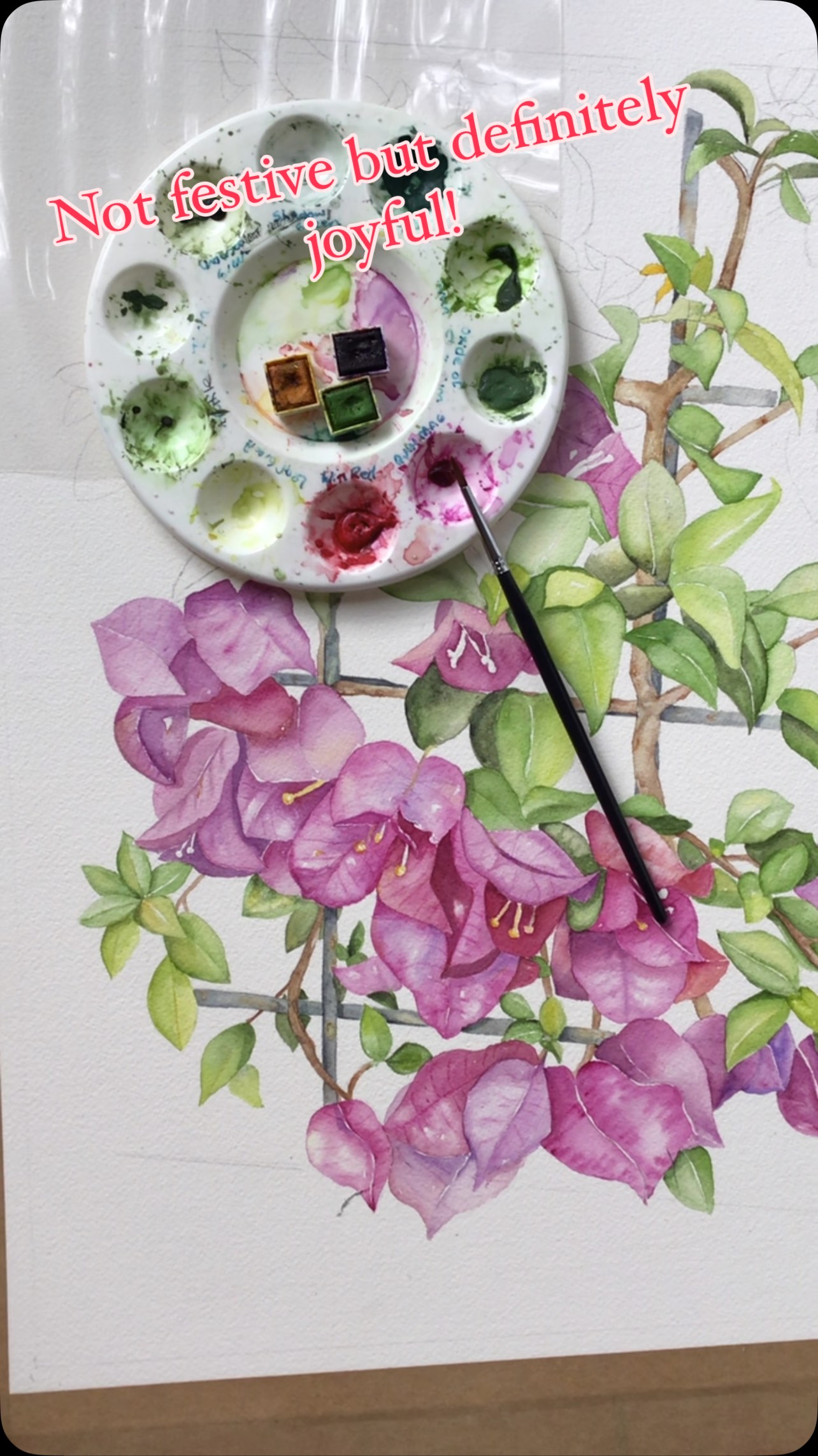Over 20 hours and still loving this bougainvillea, she's a thing of beauty.
40x50cm stretched Arches paper with professional W&N, D Smith & Holbein paints.
#watercolours #watercolors #watercolourpainting #watercolorpainting #bougainvillea #bougainvilleapainting #brisbaneartist #brisbaneart