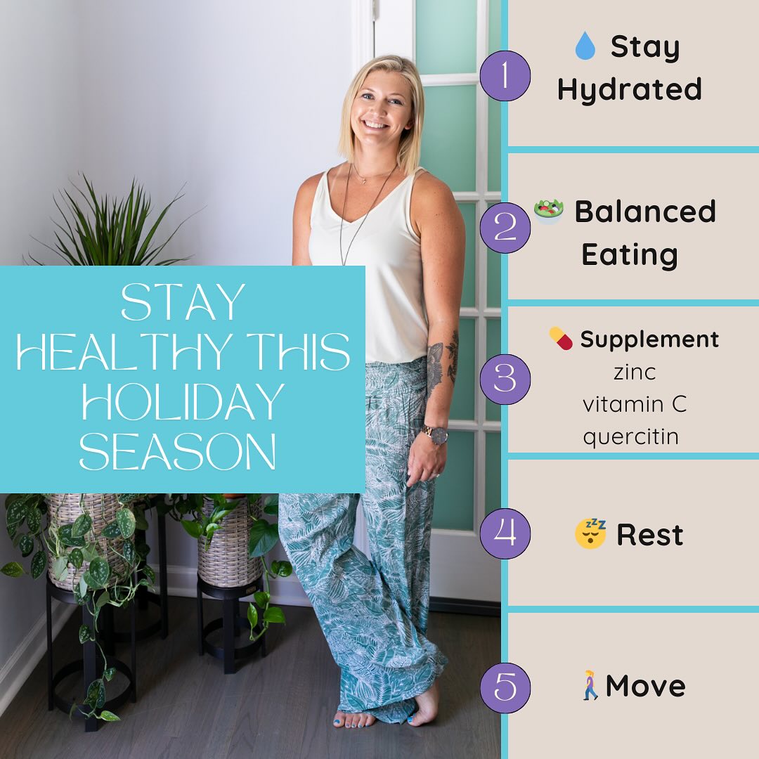 The holidays🎄✨ are here, and while it’s a season of joy and indulgence, it can also be a time when our health takes a back seat. Here are my go-to tips and supplements to help you feel your best all season long:
💧 Stay Hydrated: Don’t forget your water! Aim for at least 8 glasses a day to keep your body functioning optimally.
🥗 Balanced Eating: Enjoy those holiday goodies, but balance them with nutrient-dense meals. Think colorful veggies, lean proteins, and healthy fats.
💊 Supplement Smart: Support your immune system with these essentials:
* Zinc: Boosts immune function
* Vitamin C: Helps fight off seasonal bugs
* Quercetin: Supports immune response and reduces inflammation
* Vitamin D: Vital for immunity and mood, especially in the darker winter months
🧘♀️ Take Time for You: Whether it’s a few minutes of deep breathing, gentle stretching, or a brisk walk 🚶♀️, prioritize self-care amidst the holiday hustle.
😴 Get Enough Sleep: Prioritize rest and aim for 7-8 hours of quality sleep each night to keep your immune system strong and your energy levels up.
Let’s keep our minds and bodies feeling good as we wrap up the year! Which of these tips will you try first? Share below! 👇✨
#HolidayWellness #ImmuneSupport #HealthyHolidays #BreatheEasyLiveFully #AcupunctureWellness #SelfCareSeason #acupuncture #chinesemedicine #tcm #yoga #selfcare #health #wellness #wellnesscoach