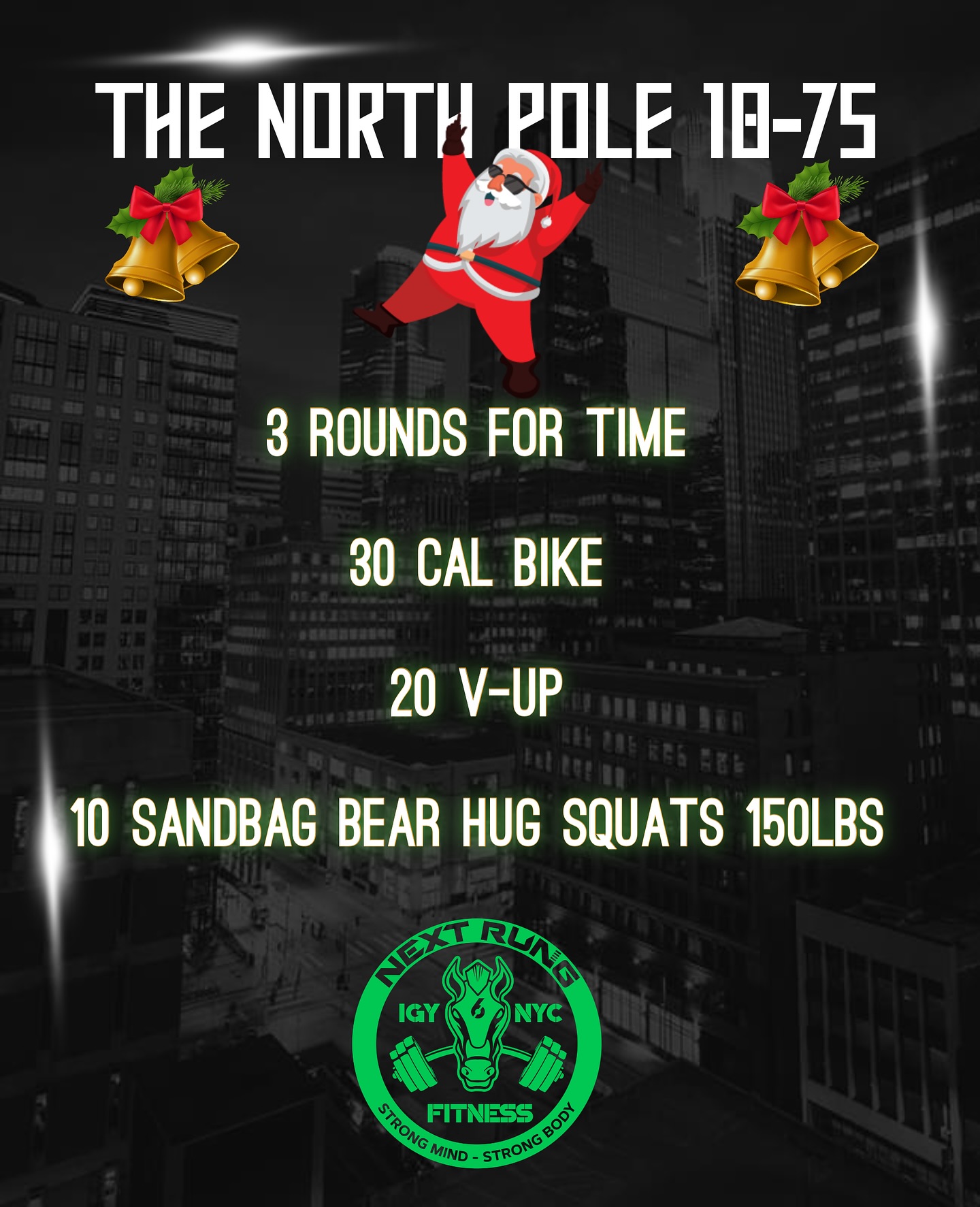 🎄The North Pole 10-75🎄
Try not to make the job an extended operation. Hit this one hard at fast. MAKE THE PUSH AND HANDLE BUSINESS!
#christmaseve #christmas #christmasworkout #firehouseworkout #fdny #crossfit #firefighterfitness #nextrung #trainforlife #igy6 #jobtown #functionalfitness