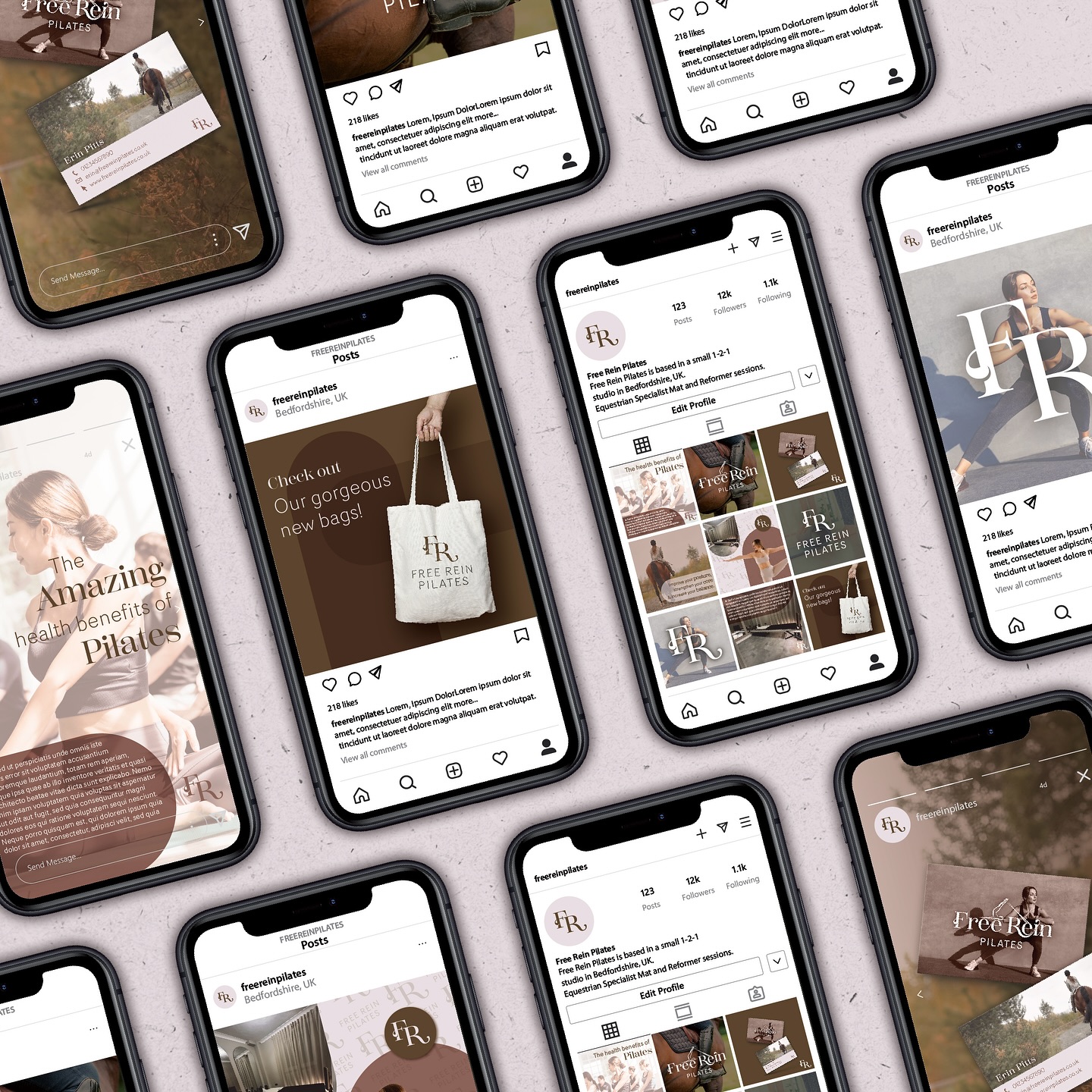 Here’s a new brand identity I was obsessed with working on over Christmas. It’s been something totally unique and quite different for me. My client is pivoting her personal fitness business to focus more on her specialism of pilates for equestrians. The brief was for something sleek and sophisticated using very organic neutral tones. I pushed myself on this brief by really manipulating the font to incorporate reformer ropes seamlessly. It’s worked. The client is chuffed and I can’t wait to see how this branding gets used in the real world very soon!
If you’d like to level up your business branding, pop me a message or have a look at my website for all the details.