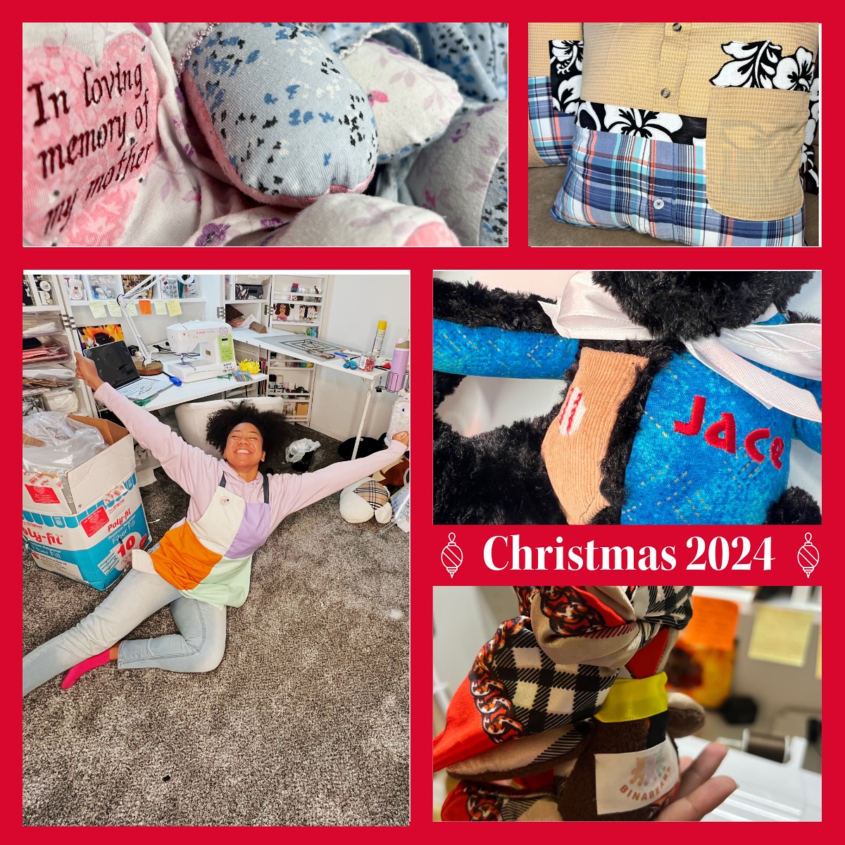 BinaBears we did it!! ❤️🧸 Orders delivered just in time for Christmas and we spread love and healing along the way!
This year there are a lot of “firsts” without their loved one. Lots of grandmas, grandpas, and parents who passed away. I pray you feel their presence a lil extra this holiday season in the most unique and special way. May you listen and open your heart in a way that invites them to you, your loved ones/ancestors/spirits are with you always.
Your stories are beautiful and are reminders for yourself and for everyone else of how precious life is- how we must hold our loved ones close not so you don’t let them go but so that when they do leave you remember the connection you had with them, the love you shared together, and the memories you took the time to nurture. That is both the beauty and the pain of the human experience.
Humans and our connections to one another matter most. I have each and every one of you in my heart and think of your loved ones you have shared with me throughout these years. I hope they are connecting with mine in heaven/the spirit world too❤️
I love you and BinaBears loves you❤️🧸 Merry Christmas, happy holidays! Sending you a BIG OLE BINABEAR HUG.
Now it’s time for me to celebrate with my loved ones 👋🏾
#memorybears #teddybears #binabears #celebratinglifeandspreadinglove #binabearsandstories #custom #handmadewithlove #teddybear #smallbusiness #art #memorybears #instagram #sandiegosmallbusiness #uniquegift #uniquegiftideas #grief #healing