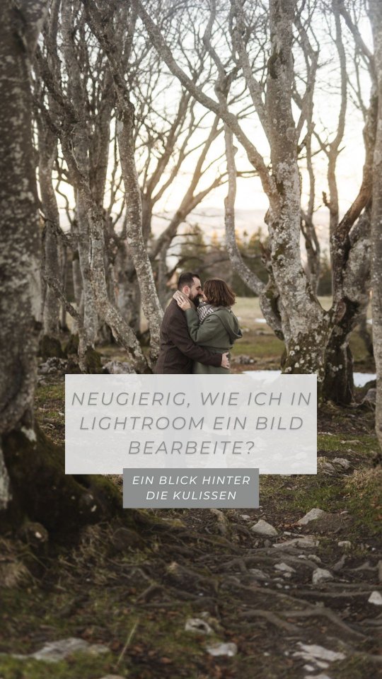 Neugierig, wie ich in Lightroom ein Bild bearbeite? Ein Blick hinter die Kulissen. (Diesmal mit Video 😉🙈)
Nach dem Klick auf den Auslöser beginnt die eigentliche Magie. Der Moment, den ich als Fotografin einfange, ist nur der Anfang – ein Rohdiamant, der erst geschliffen werden muss. Die Bildbearbeitung ist dabei mein Werkzeug, um die Emotionen, die Stimmung und die Feinheiten des Augenblicks hervorzuheben.
Farben werden intensiviert, Kontraste verstärkt und Details herausgearbeitet. Dabei geht es nicht darum, die Realität zu verfälschen, sondern die Schönheit, die im Moment steckt, sichtbar zu machen.
Manchmal ist es ein sanftes Spiel mit Licht und Schatten, das die Atmosphäre eines Bildes unterstreicht. Ein anderes Mal verleihen kleine Retuschen dem Porträt eine zeitlose Eleganz. Die Bildbearbeitung erlaubt mir, jedes Foto zu einer einzigartigen Geschichte zu formen – eine, die für immer bewahrt bleibt.
**Lust, eure Liebe in einzigartigen Bildern festzuhalten? Bucht jetzt euer individuelles Paarshooting und erlebt, wie aus euren Momenten zeitlose Kunstwerke entstehen. Schreibt mir noch heute, und wir planen gemeinsam eure unvergesslichen Erinnerungen!**