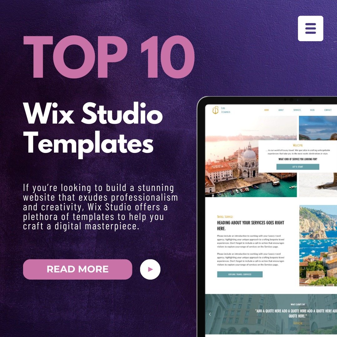 🌟 Looking to Build a Stunning Website? 🌟
We've rounded up the Top 10 Wix Studio Templates to help you unleash your website's creativity! 🎨✨ Whether you're a small business owner, creative professional, or non-profit leader, these templates are designed to wow your audience. 💻🚀
From dreamy portfolios to sleek real estate layouts, you'll find everything you need to stand out online. 🌍🌟
Check out our blog now and start creating your masterpiece today! 📖👉 Link in bio.
#WebDesign #WixTemplates #CreativeWebsite #EntrepreneurLife #SmallBusinessLove #WebsiteInspiration #WixStudio #DigitalCreativity #WebsiteDesign #OnlineBusiness #WixLover #DesignYourDream #WebDevelopment #StartYourWebsite
💻✨ Let's make your website unforgettable! 💫