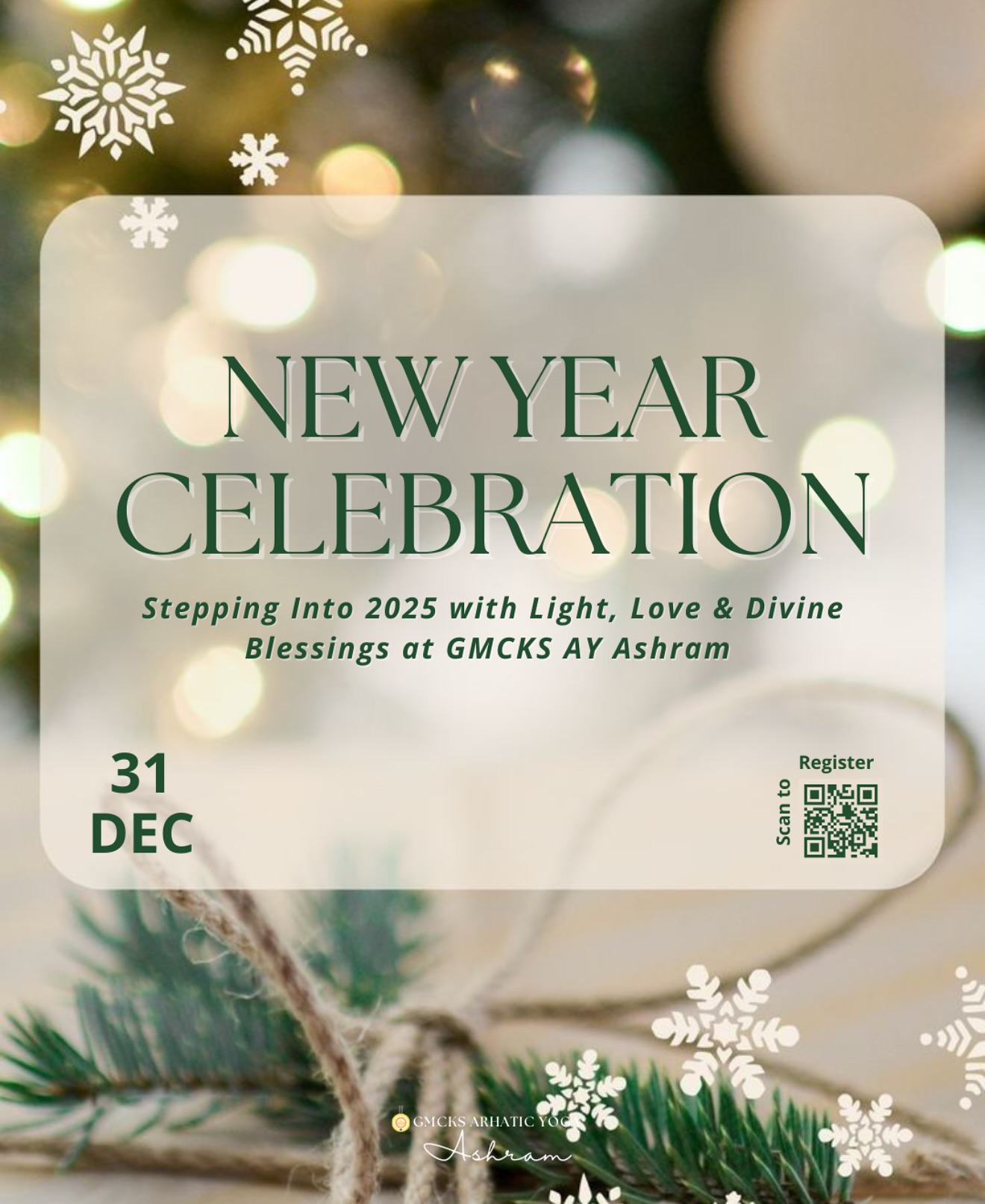 🌟✨ Celebrating New Beginnings at GMCKS Ashram ✨🌟
Step into 2025 with grace, love, and a spiritually charged celebration like no other! Let’s welcome the New Year together as we set our intentions for a bright and fulfilling year ahead.
Here’s why YOU need to be part of this beautiful event:
1️⃣ Experience high-energy meditations – Elevate your energy and align yourself with the divine as we meditate together under the ashram’s sacred vibes. 🙏✨
2️⃣ Celebrate with your AY family – Be part of a warm, loving, and united spiritual community to ring in the New Year with joy and positivity. 🌟❤️
3️⃣ Reflect & renew – Let go of the past year’s challenges and step into the new year with clarity, purpose, and a peaceful heart. 🌌🌈
4️⃣ Master-led guidance – Start 2025 with teachings, blessings, and meditations guided by the Masters that will keep you grounded and inspired. 🌿🙏
✨ Seats are filling up fast! If you haven’t registered, now is the time—limited seats available.
🎉 Drop a ‘🌟’ in the comments if you’re excited to celebrate at the ashram, or share your favorite New Year intention with us! See you soon!
#newyear #gmcks #mcks #newyearcelebration