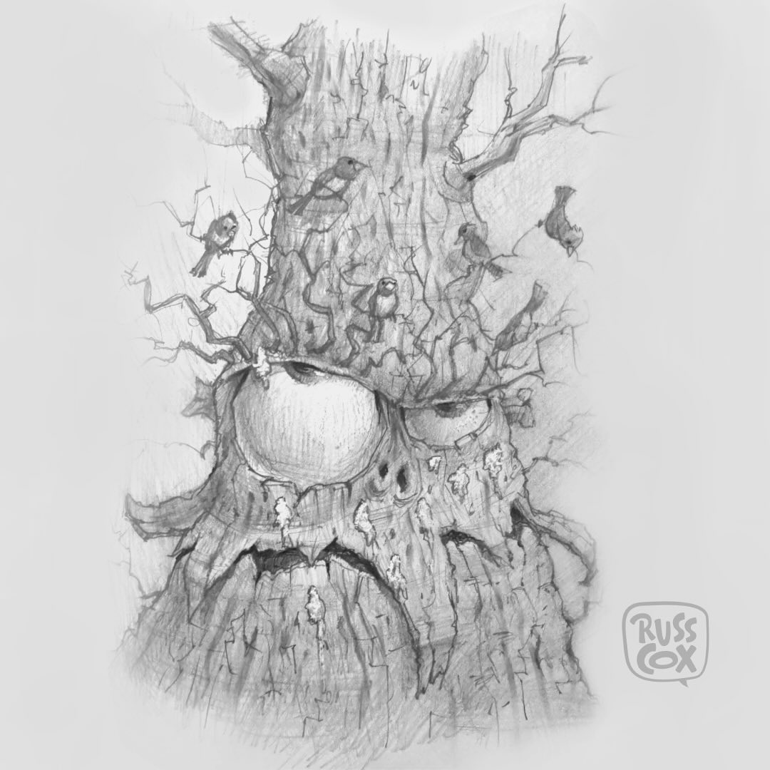 I finished a sketch while waiting for my next flight. #sketch #sketchbook #characterdesign #character #tree #treecreature #birds #pencil #moleskine #kidlit #kidlitart #graphicnovel #picturebook #illustration #instaartist #instaillustrator