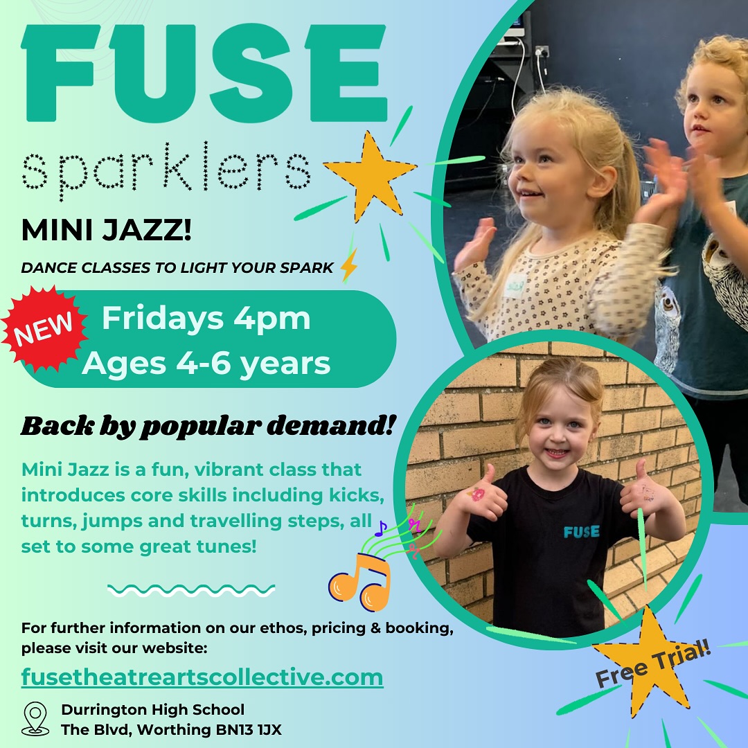 📣MINI JAZZ IS BACK📣
We are relaunching our Sparklers Mini Jazz class for the new year 🥳 Classes commence Friday 10th January!
This is such a fun class and we can’t wait to get back in the studio💚
Book now for your FREE TRIAL via our website or email us for more details 💚
💻www.fusetheatreartscollective.com
📧sparklers@fusetheatreartscollective.com
DANCE CLASSES TO LIGHT YOUR SPARK⚡️
#fusetheatreartscollective #fuse #theatre #arts #dance #performingarts #preschoolactivities #preschooldance #sparklers #danceclass #modern #tap #ballet #jazz #singing #musicaltheatre #workshops #festivals #competitions #exams #worthing #westsussex
