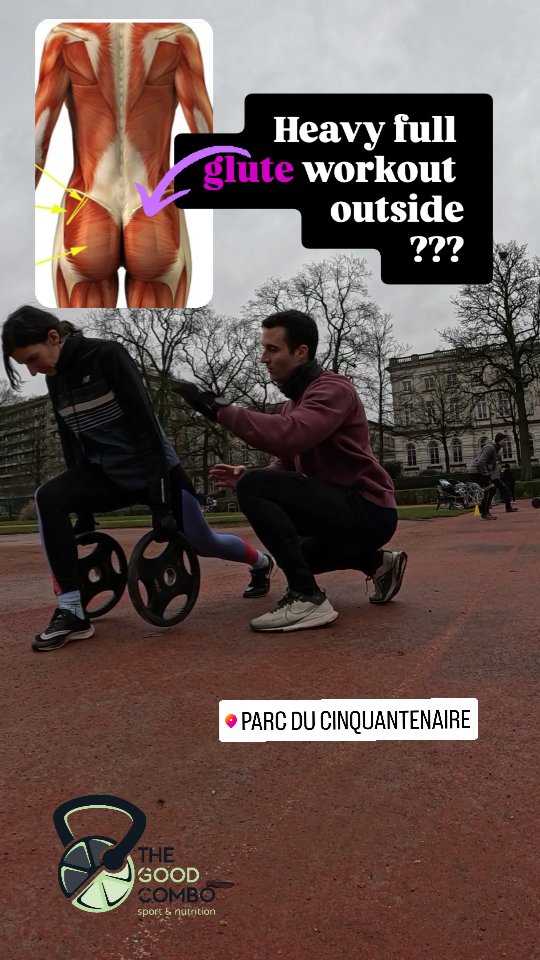 Who said outdoor gains are any different from the gym??
🤔🤔🤔
Here is on of my FIVE favorite glute / leg day combo to make our members suffer!🍑🔥
And all of this in fresh air!!
I) CLASSIC BACK SQUAT: GLUTEUS MAXIMUS /LOWER
Make sure to go deep enough to efficiently stretch glute fibers.
Watch your back form!!
II) BARBELL HIP THRUST: make sure to squeeze glutes on top ( pelvic tilt) for a better glute activation and lower back safety
III) ROMANIAN DEADLIFT: HAMSTRINGS AND G. MAXIMUS
Keep abdominal tension. Only the hip travels back. Both needed to protect your back.
Eventually use a lifting belt.
IV) BULGARIAN SPLITSQUAT: LOWER GLUTES
Make sure to keep your shin vertical and back inclined.
V) BATTLE ROPE SIDEWALK WITH RESISTING BAND
Stepping sideways helps one of our most important hip abductor aka GLUTEUS MEDIUS.
The rope shake intensity brings an amazing cardio plus.
Please note that this short video only represents a specific highlight of the workout me made.
We always make sure to get a full abs and cardio WOD everytime we train.
Suited for all levels!!
JOIN OUR WORKOUTS FOR MORE ACCURATE MOVE FORMS
The Good Combo team
#belgium #brussels #parcducinquantenaire #boisdelacambre #injuryprevention #gluteworkout #outdoorworkout #belgiumfitness #explorepage #bootcamp #ereps #certifiednutritionist #certifiedtrainer