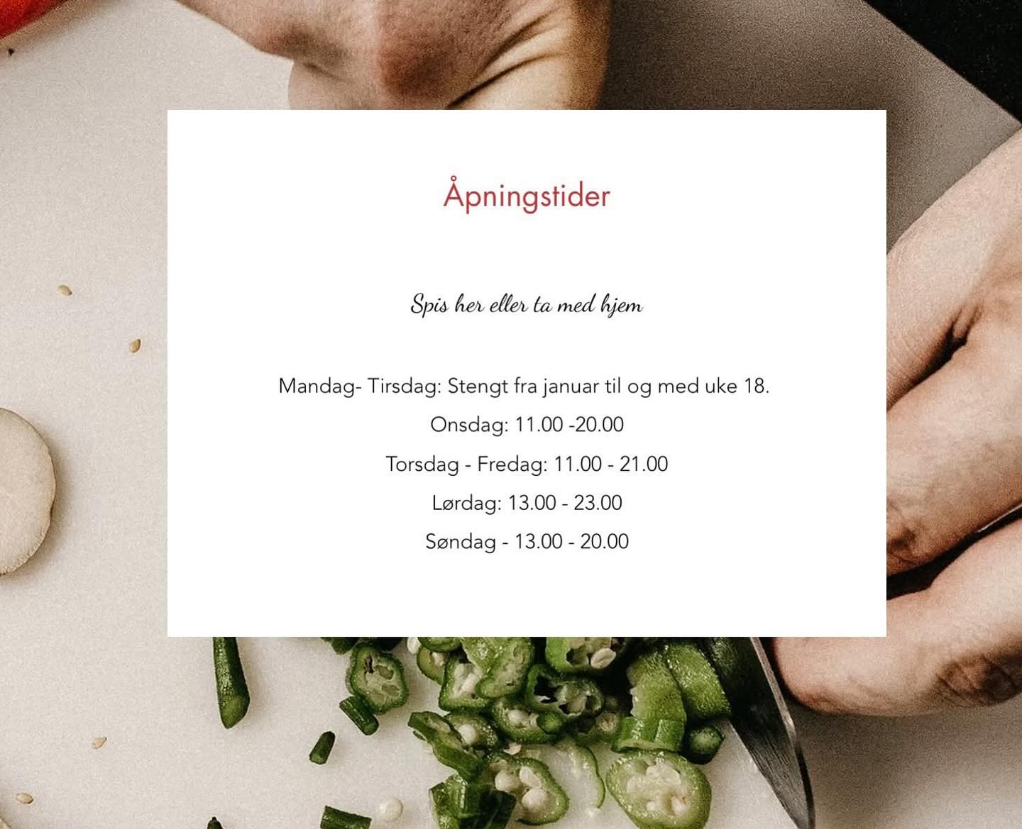 Oppdaterte åpningstider for januar til og med april hos Dreggen✨