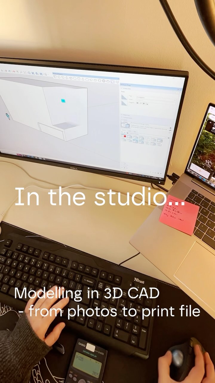 Make a house small with me! We use 3D CAD modelling software to create the files for the 3D printer. For this model I had photos and aerial imagery to work from, so lots of careful observation (including counting bricks!) was needed. It takes a long time but is 100% worth it when you see the end result! #3dprinting #tinyhouse #architecture #sketchup