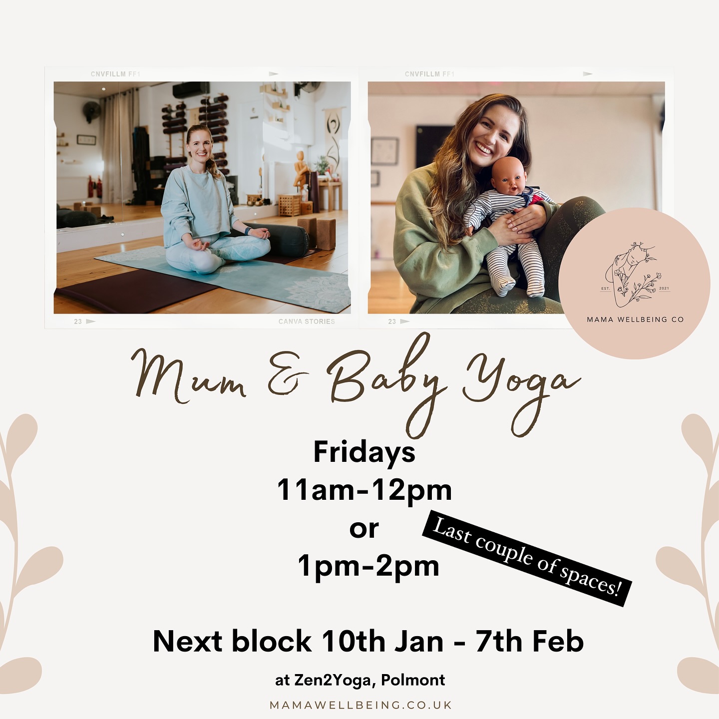 Mum & Baby Yoga
I am looking forward to returning for mum & baby yoga this Friday 10th - welcoming back retuning clients and new mums & babies for the next block.
There are only two places remaining for this upcoming block:
I have one space left for the morning block (11am-12)
&
One space left for the afternoon block (1pm-2)
Both blocks begin this Friday 10th January.
Let me know if you’d like to come along and join this fab community, it would be great to welcome you there.
#polmont #falkirk #mumandbaby #mumandbabyclass #babyyoga #mumandbabyyoga #postnatalyoga #postpartumyoga #postpartumhealing #babyandmeyoga #yogaclass #mumandbabyyogafalkirk #mumandbabyyogafalkirk