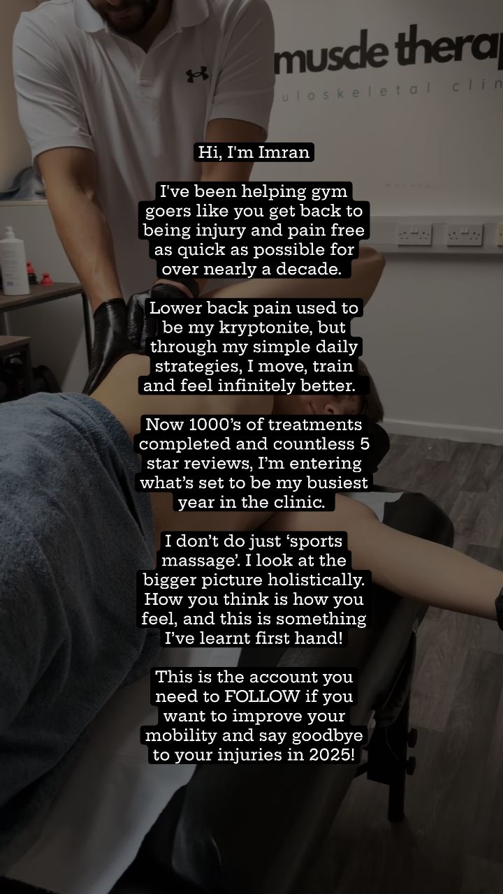 If you’re heading into 2025 determined to leave pain and injuries behind, I’m here to help you make it happen.
With nearly a decade of experience and 1000s of treatments under my belt, I’ve built a proven track record of helping people recover quickly and get back to doing what they love.
Whether it’s overcoming chronic pain or bouncing back from an injury, I know how to tailor treatments to your specific needs.
But I don’t just stop at sports massage. I look at the bigger picture—your mindset, movement patterns, and daily habits—because true recovery isn’t just physical; it’s holistic. Having battled my own lower back pain, I know what it takes to move better, train smarter, and feel stronger.
If you’re ready to improve your mobility, prevent injuries, and feel your best, let’s work together 💪
Start 2025 with the confidence that you’re in expert hands. This is your year to move pain-free!