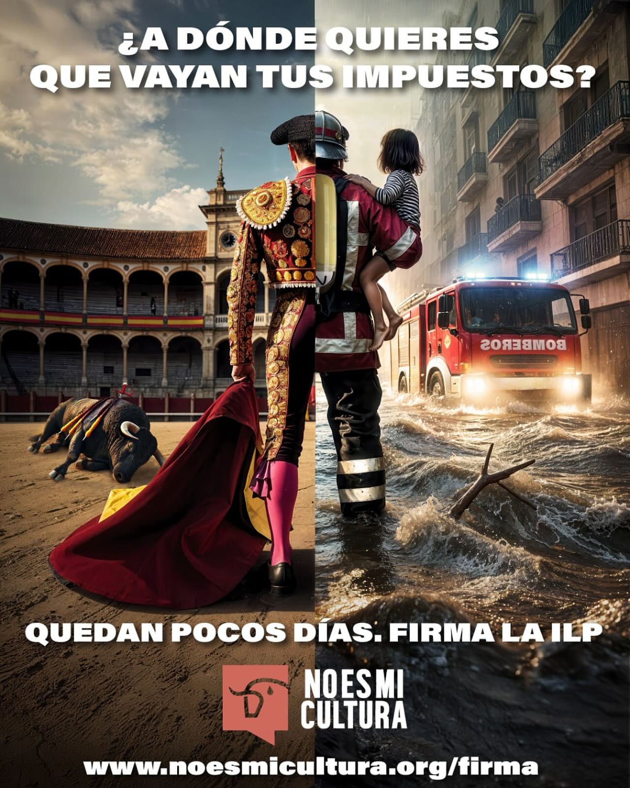‼️URGENTE‼️ Firma la ILP #NoEsMiCultura y acabemos con la protección de la tauromaquia como patrimonio cultural. ¡La tortura no es nuestra cultura!
🐂 🚫
¡Estamos en la recta final para lograr las 500.000 firmas!
✍️
Firma en cualquier punto de recogida o de forma digital si dispones de certificado digital. Toda la información en NOESMICULTURA.ORG ⚠️
#FirmaNoEsMiCultura #TauromaquiaAbolicion #DiNoALaTauromaquia #NiArteNiCultura
